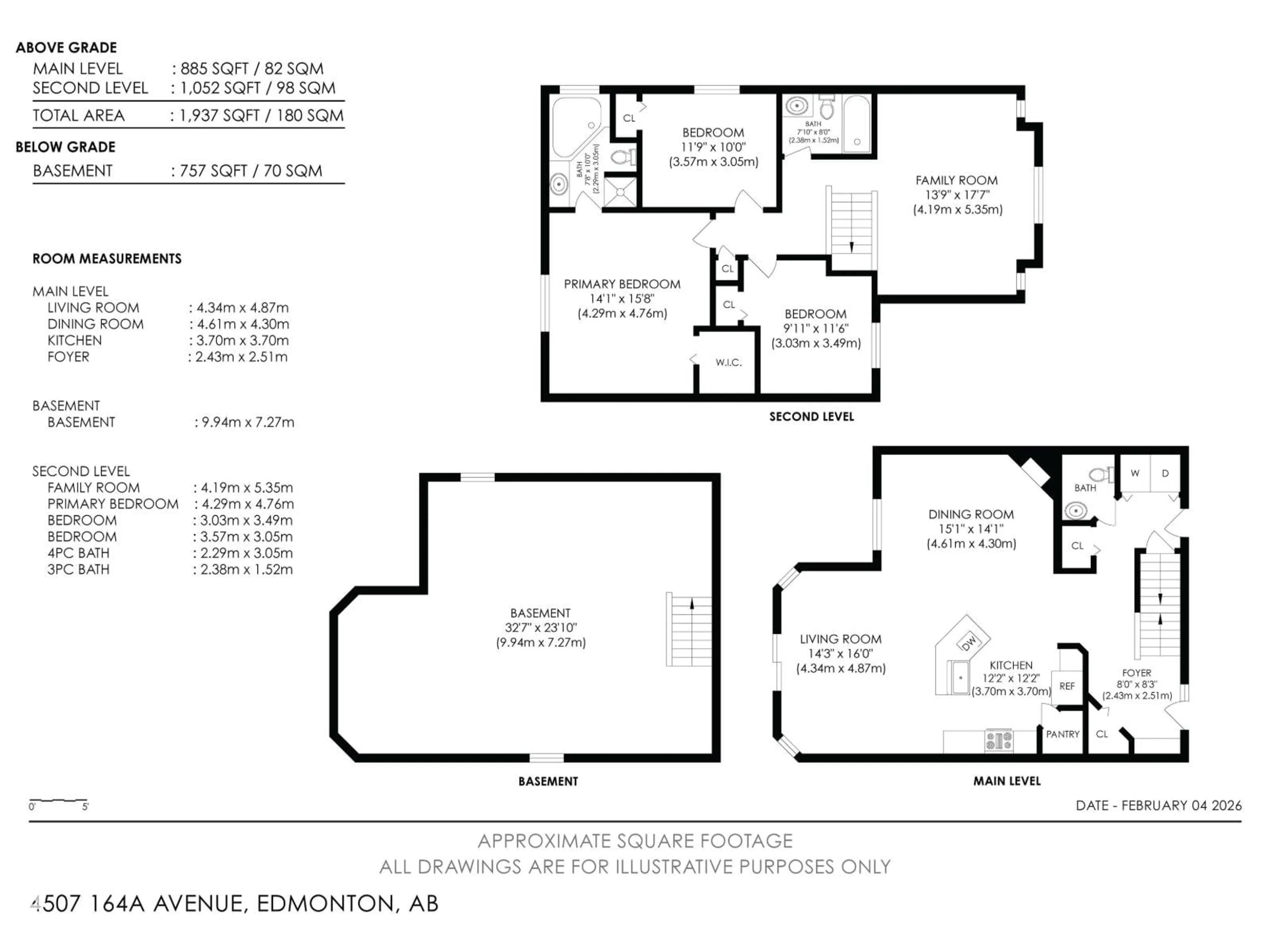 Floor plan for 4507 164A AV, Edmonton Alberta T5Y0C8
