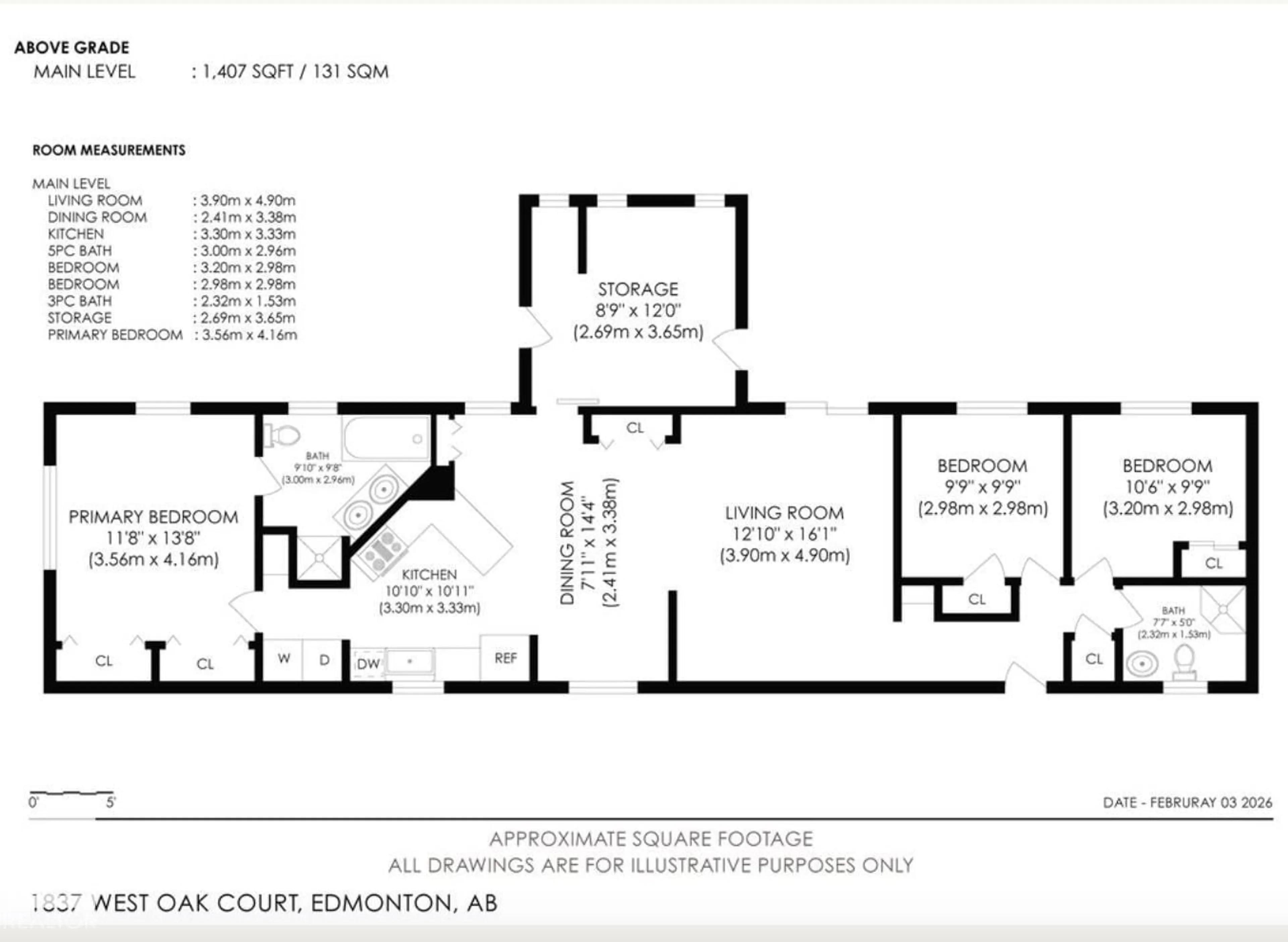 Floor plan for NW - 1837 OAK CO, Edmonton Alberta T5S1T6