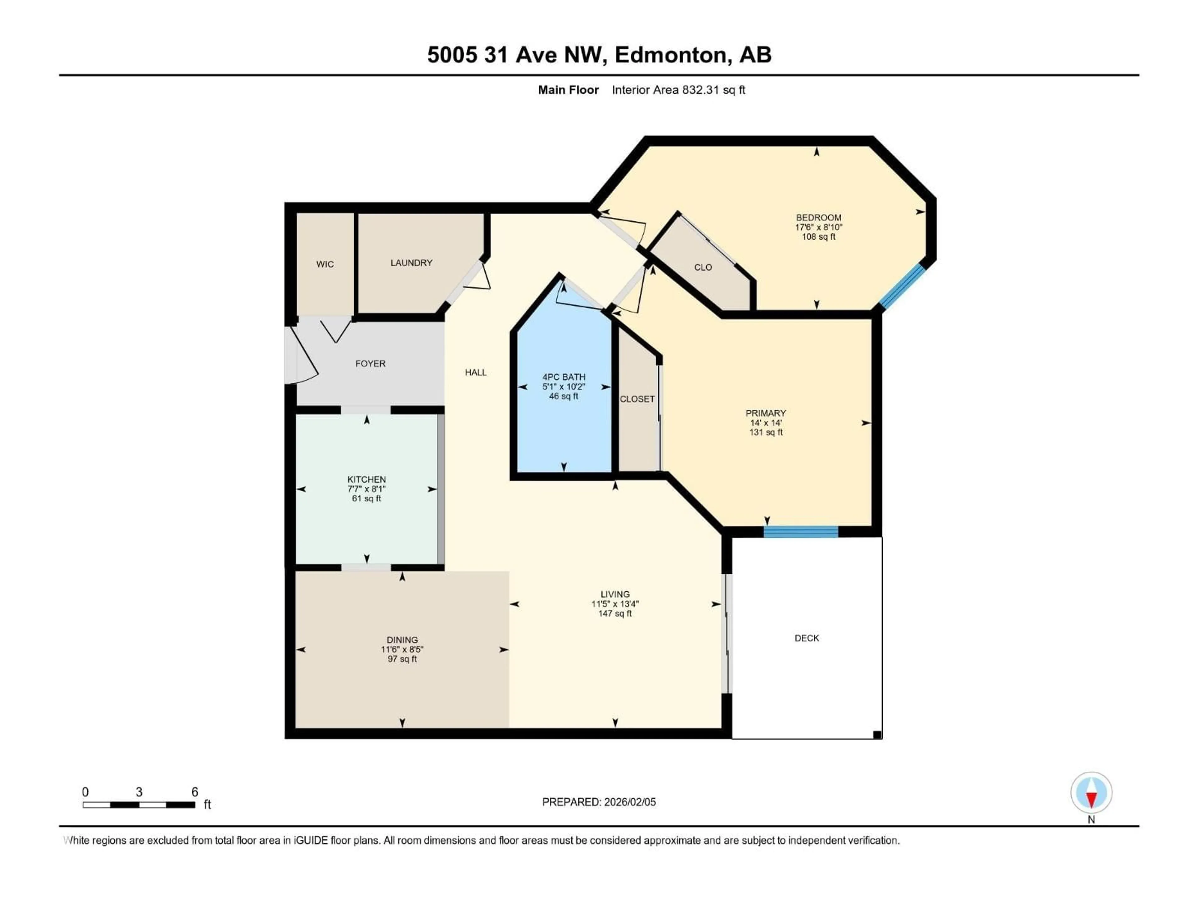 Floor plan for 117 - 5005 31 AV, Edmonton Alberta T6L6S6
