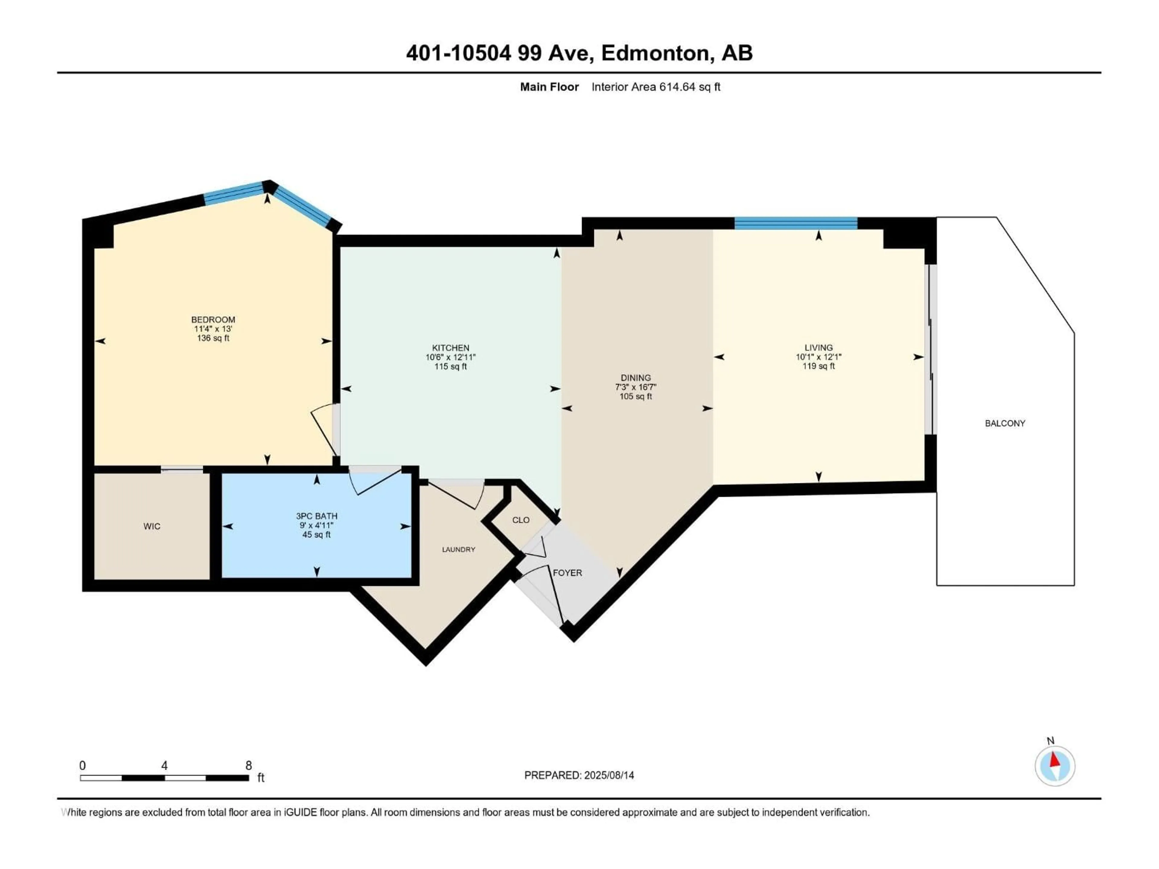 Floor plan for #401 - 10504 99 AV, Edmonton Alberta T5K1B2