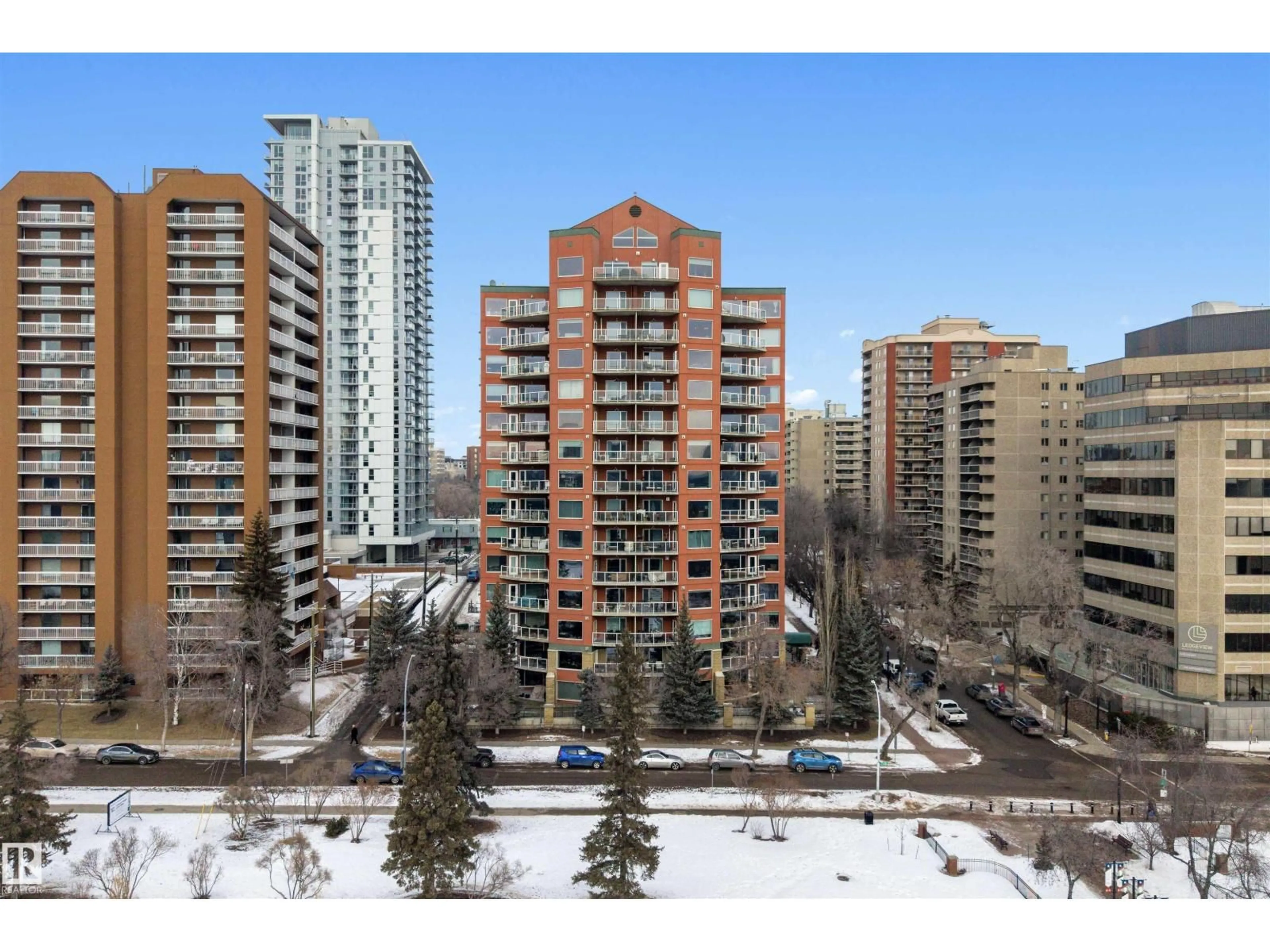 A pic from outside/outdoor area/front of a property/back of a property/a pic from drone, city buildings view from balcony for #203 - 9708 110 ST, Edmonton Alberta T5K2W3