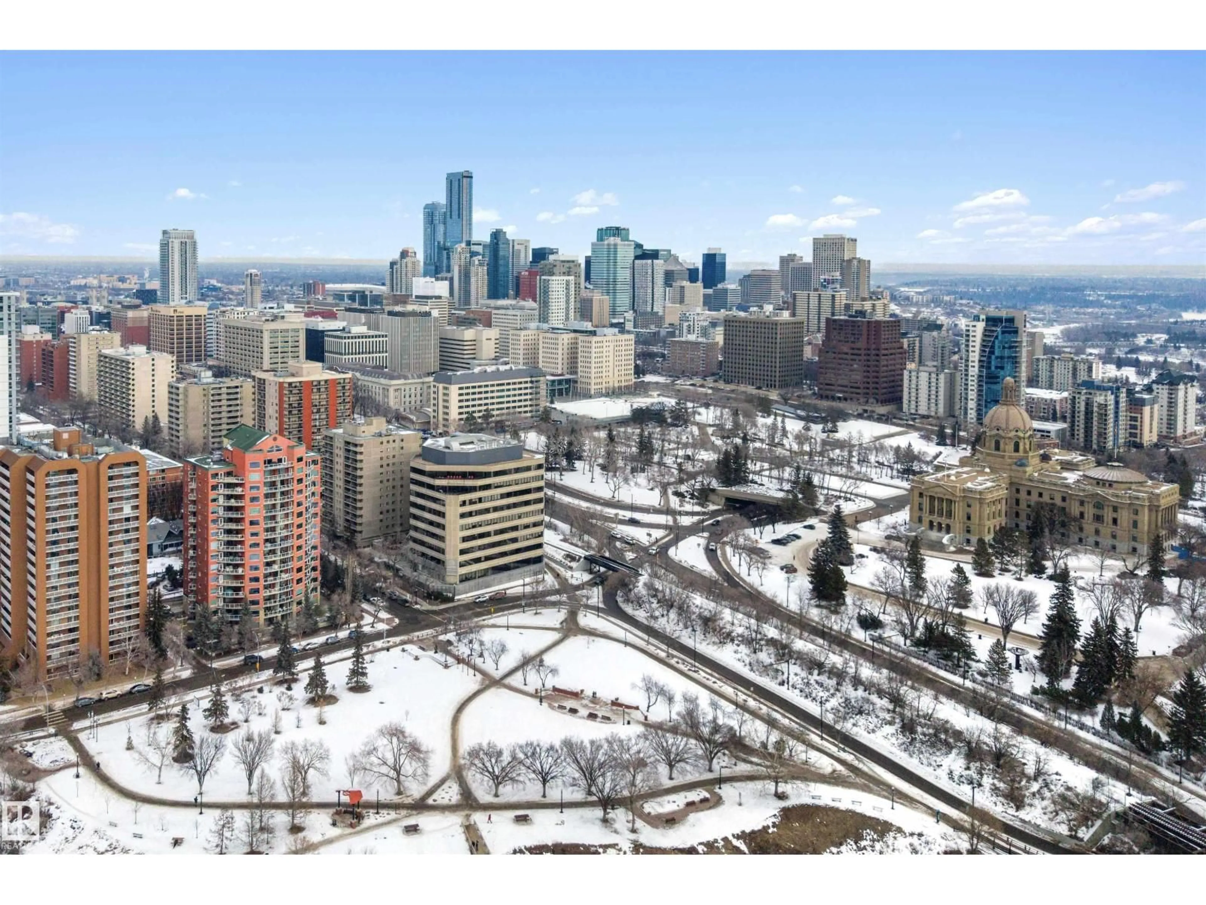 A pic from outside/outdoor area/front of a property/back of a property/a pic from drone, city buildings view from balcony for #203 - 9708 110 ST, Edmonton Alberta T5K2W3