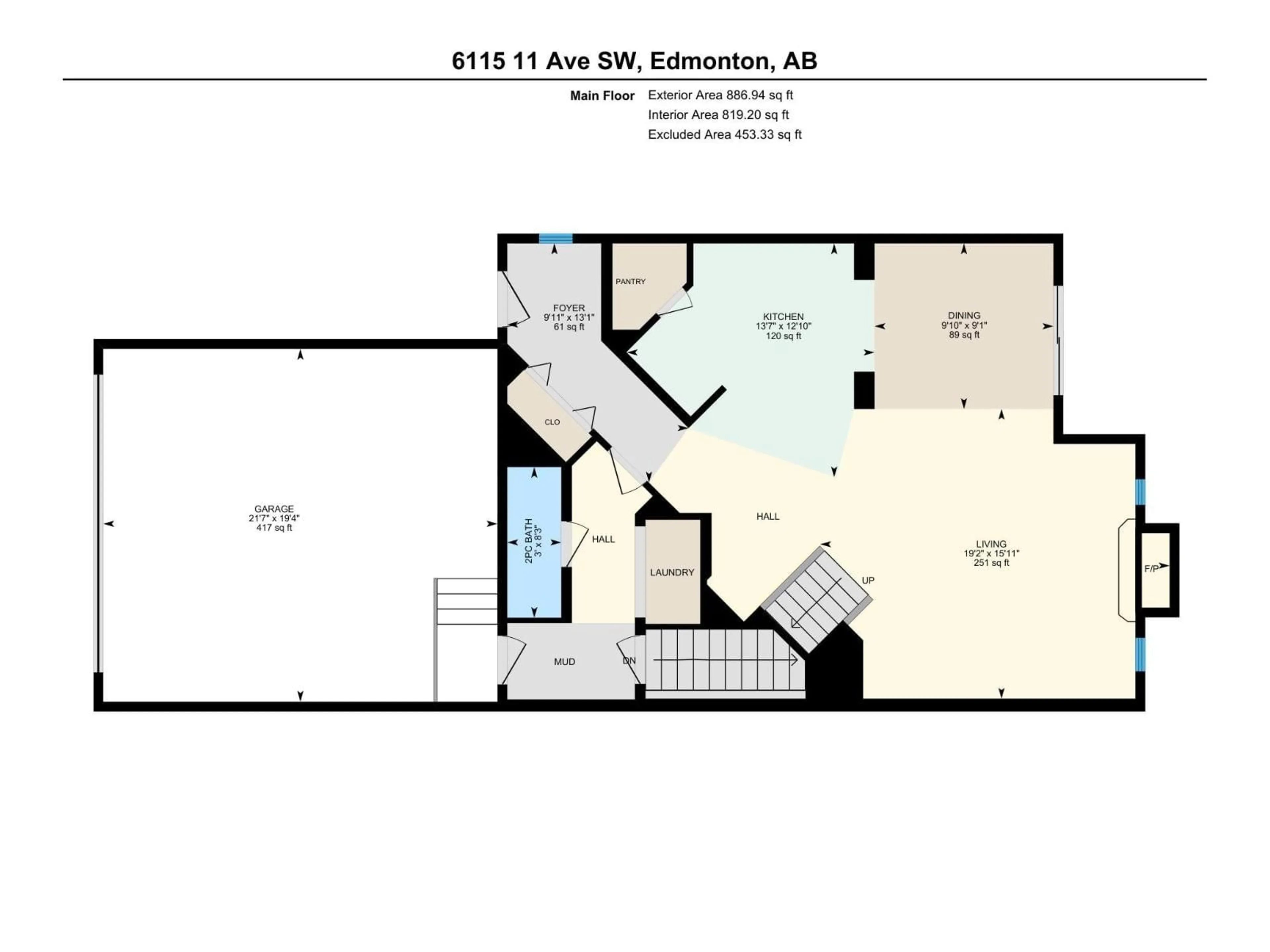 Floor plan for 6115 11 AV, Edmonton Alberta T6X0M4