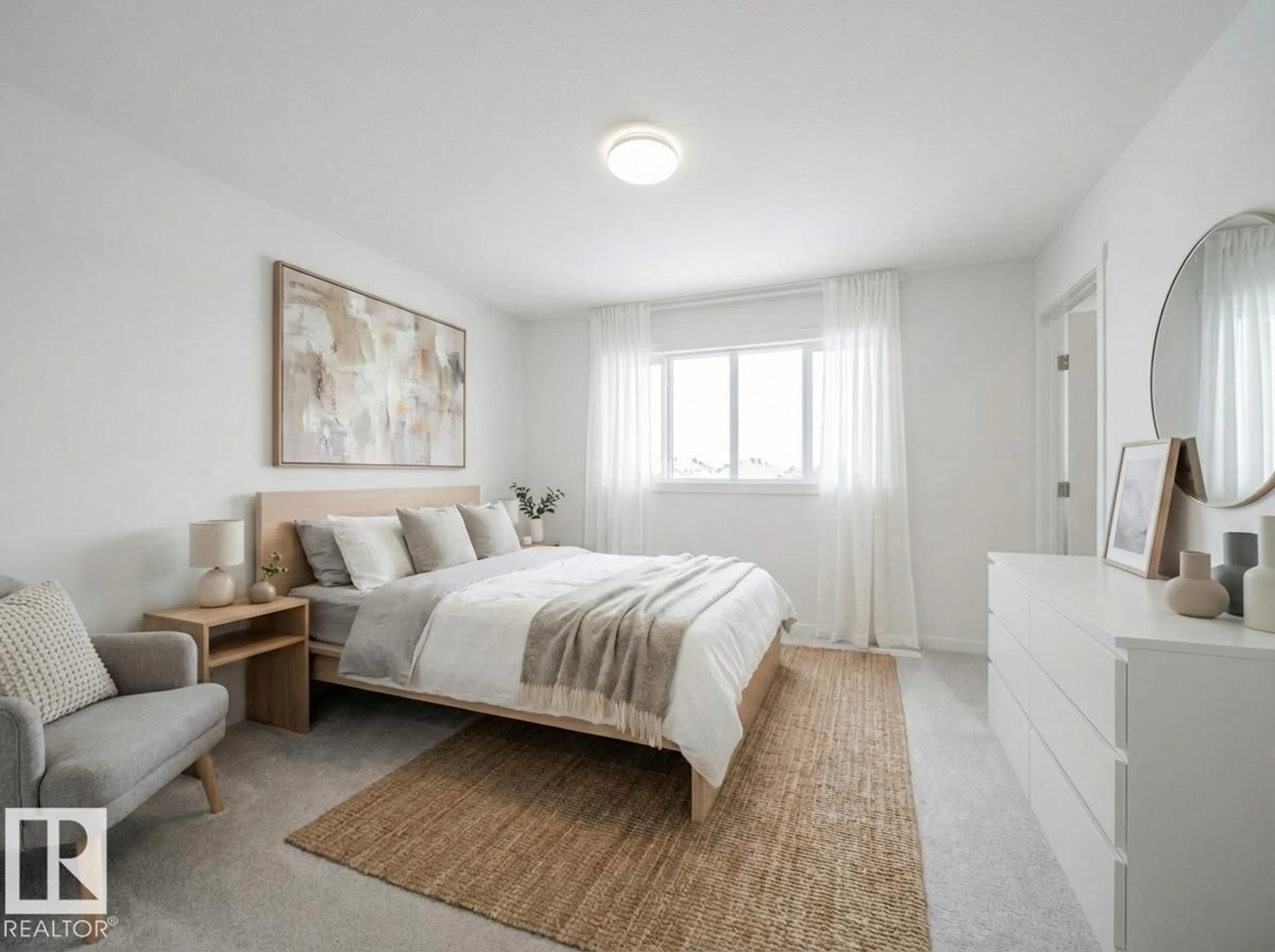 Bedroom with bed, unknown for NE - 17311 6 ST, Edmonton Alberta T5Y4G2