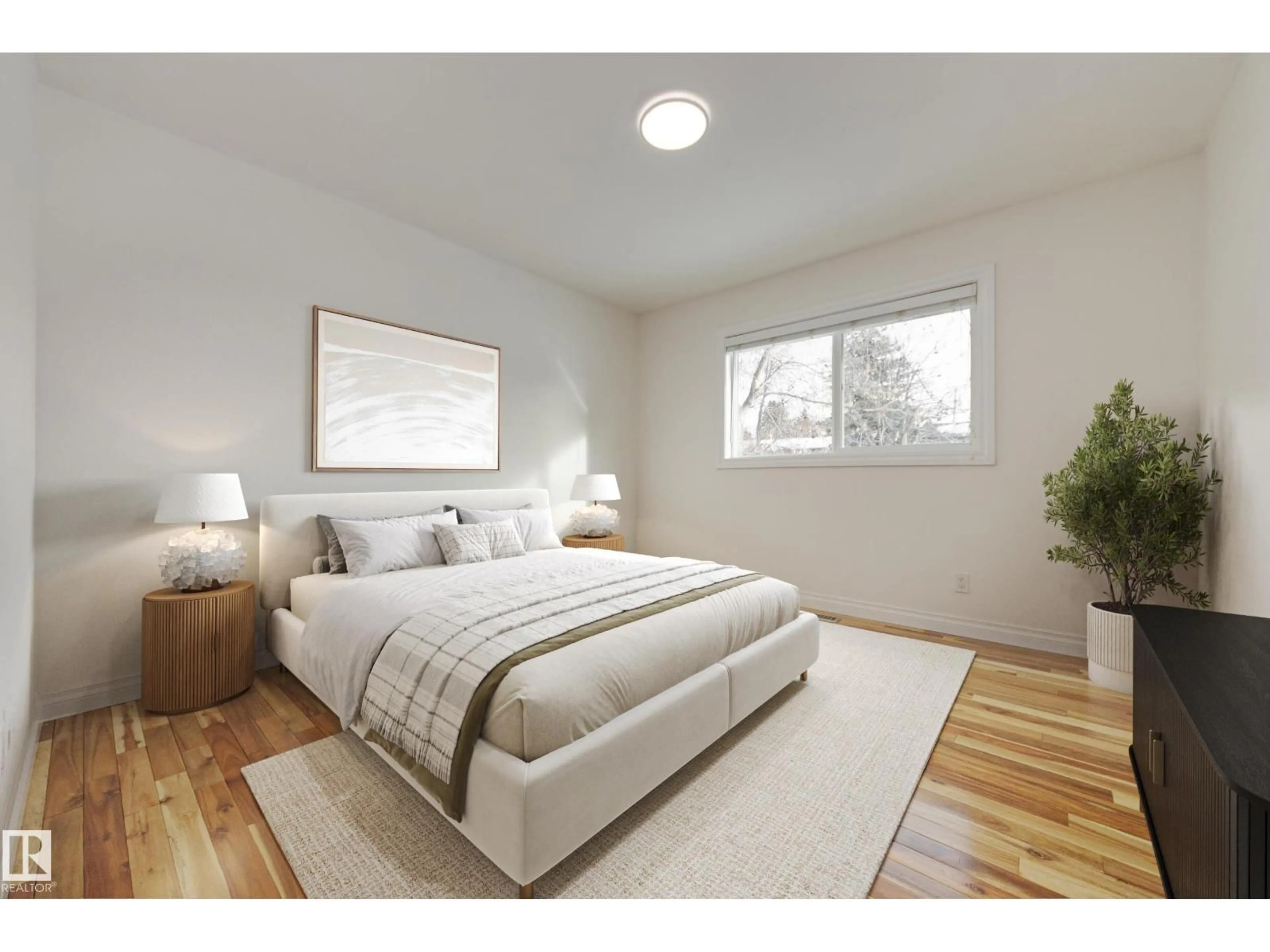 Bedroom with bed, wood/laminate floor for 324 CONIFER ST, Sherwood Park Alberta T8A1M5