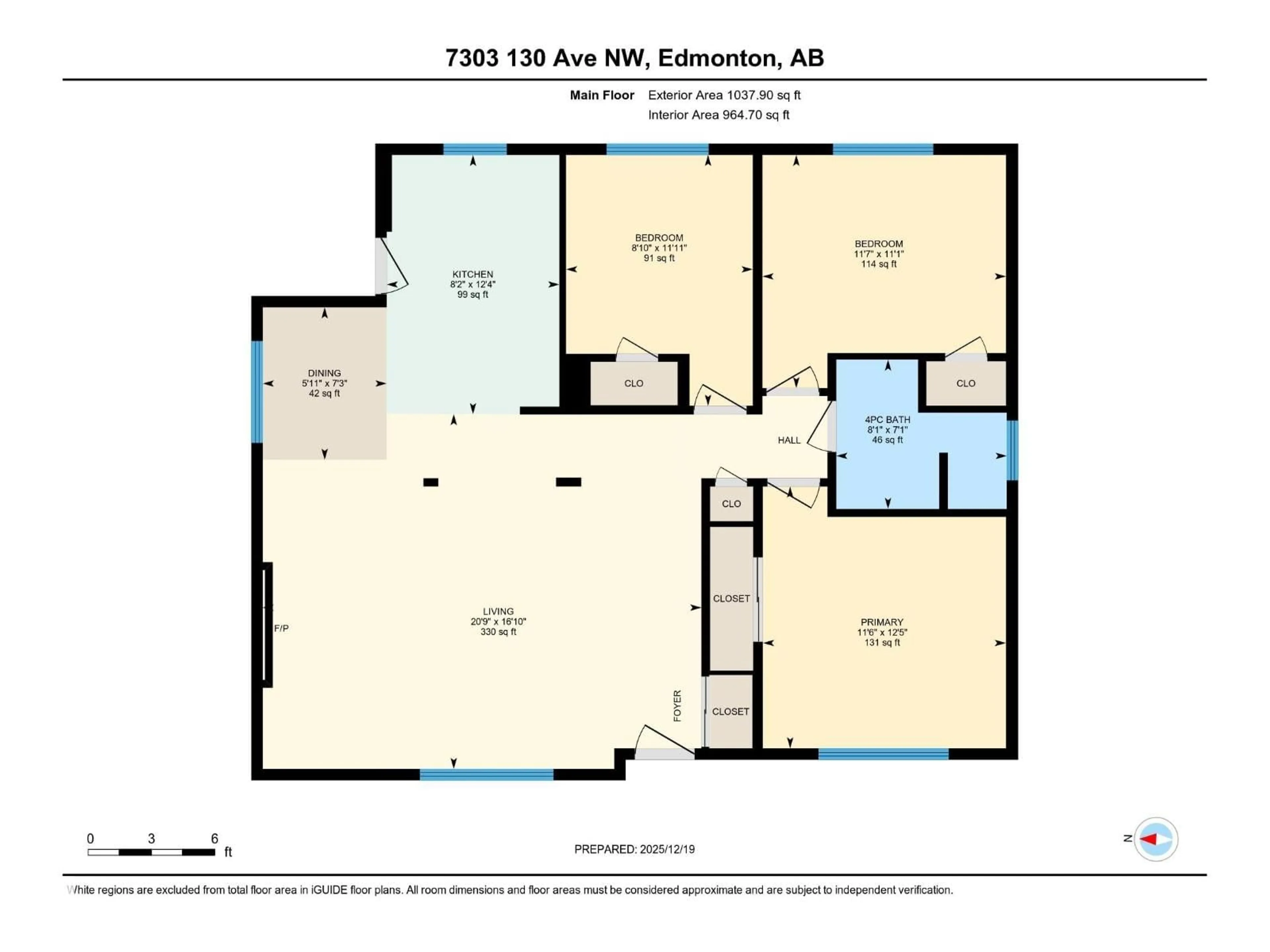 Floor plan for 7303 130 AV, Edmonton Alberta T5C1Y1