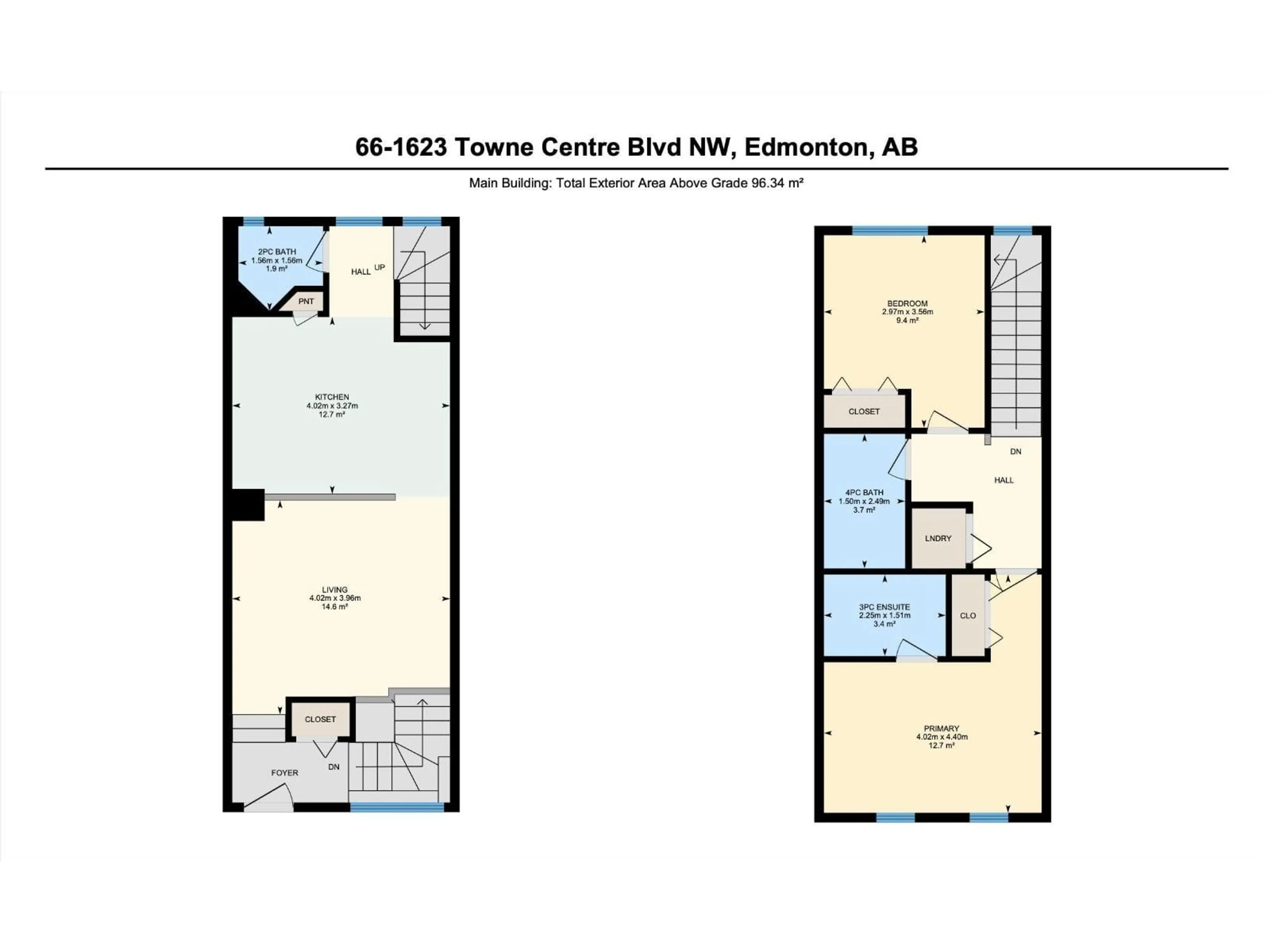 Floor plan for #66 - 1623 TOWNE CENTRE BV, Edmonton Alberta T6R0S3
