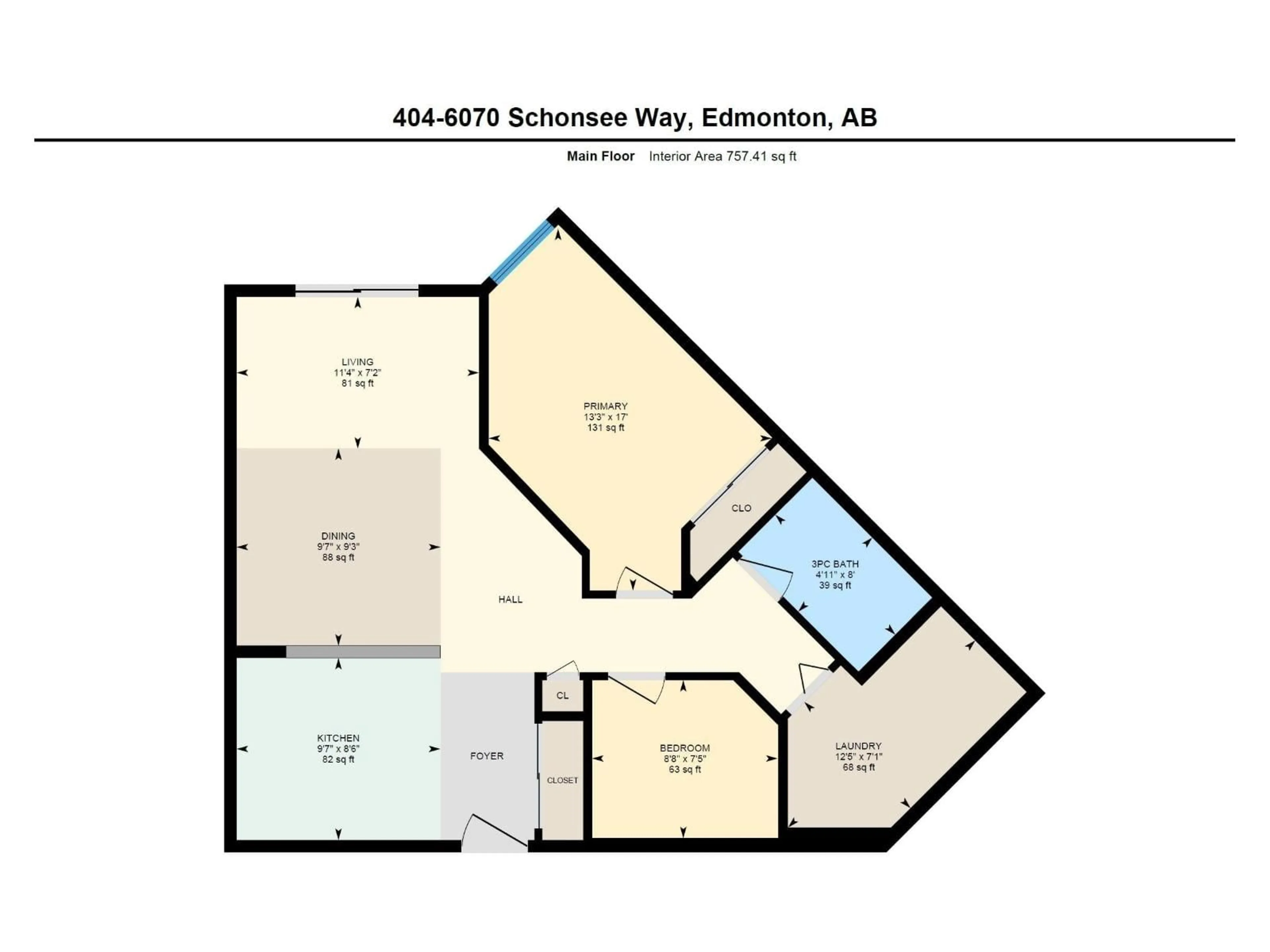 Floor plan for #404 - 6070 SCHONSEE WY, Edmonton Alberta T5Z0G8