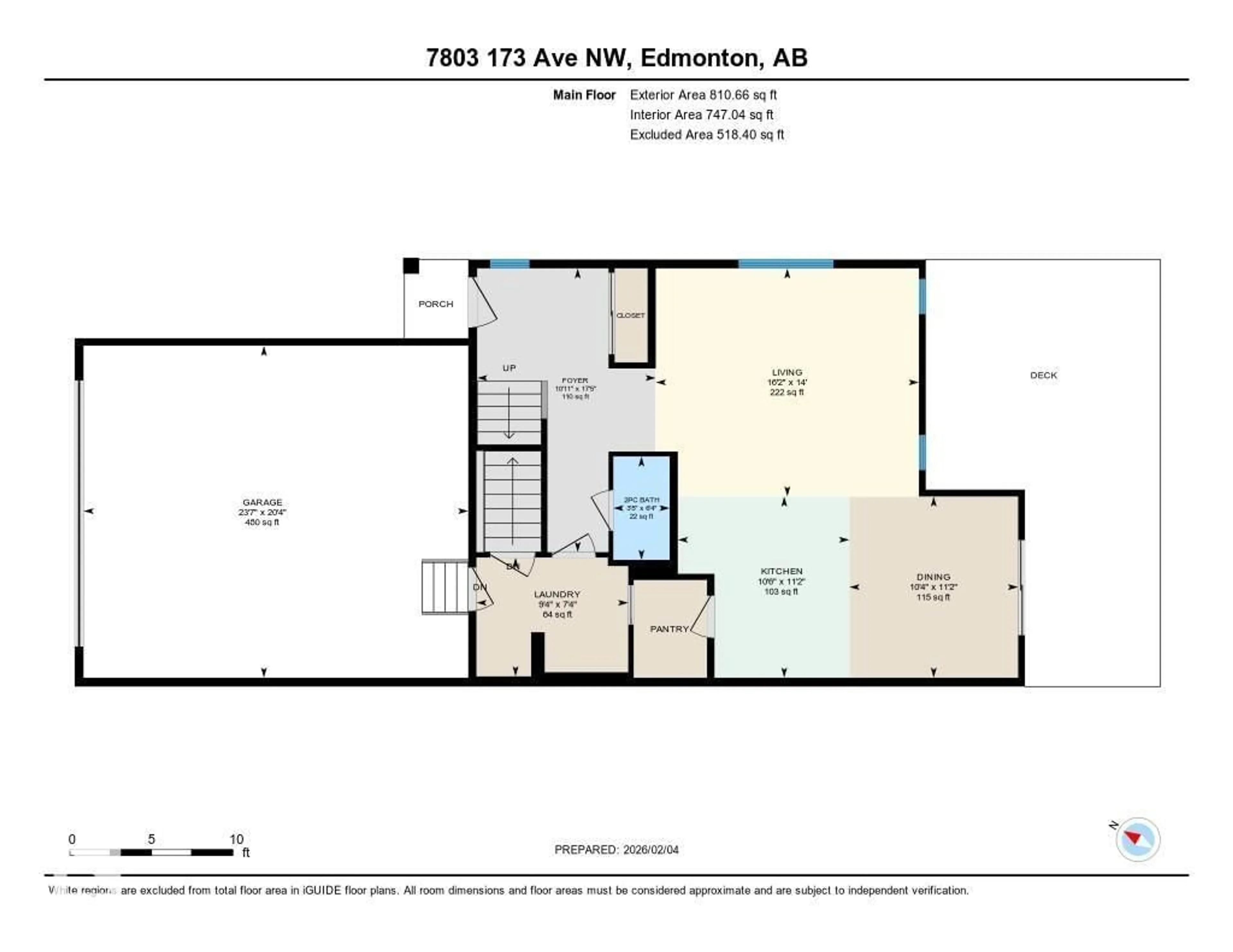 Floor plan for 7803 173 AV, Edmonton Alberta T5Z0H6