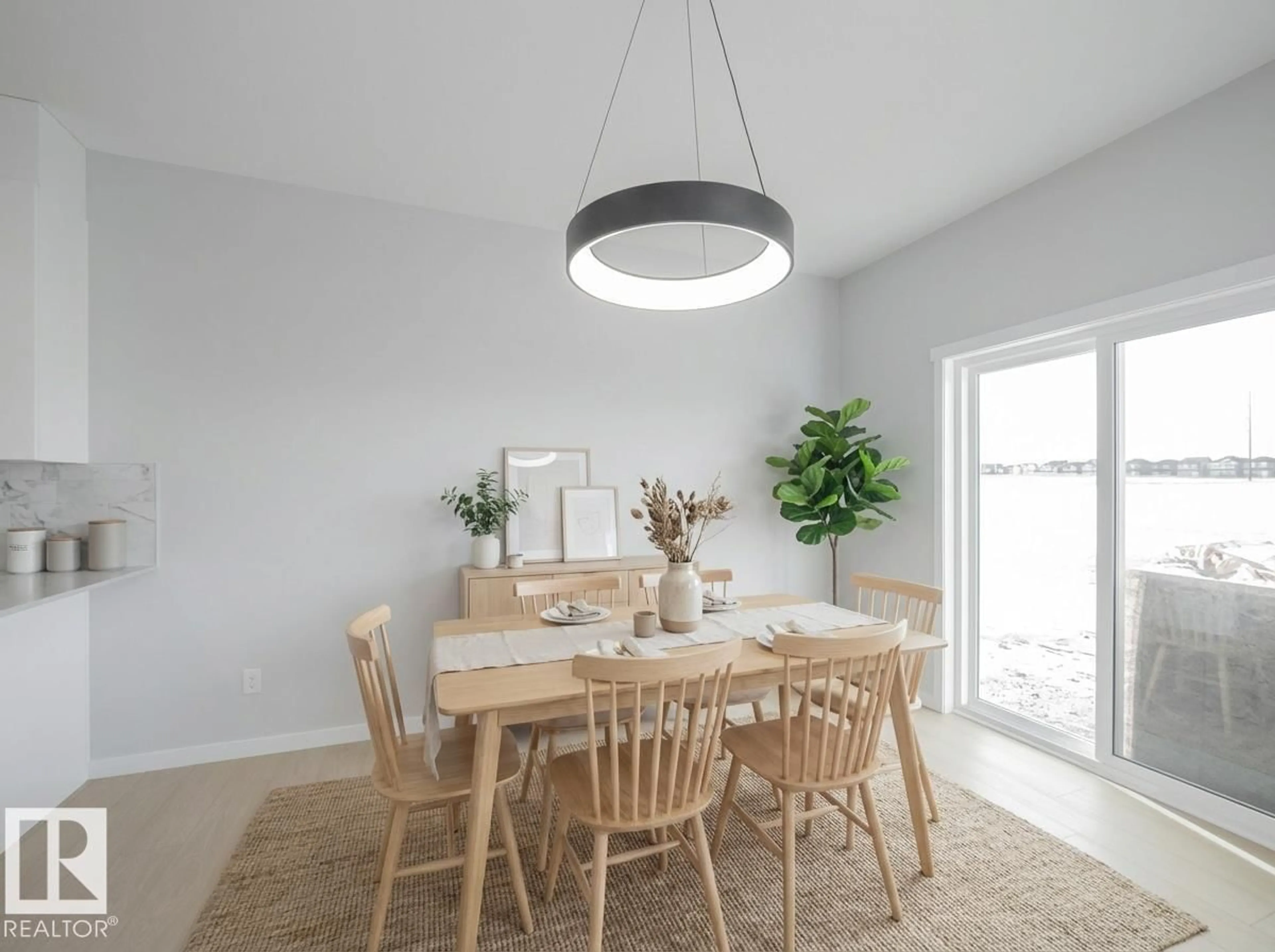 Dining room, wood/laminate floor for NE - 17624 4 ST, Edmonton Alberta T5Y4K3