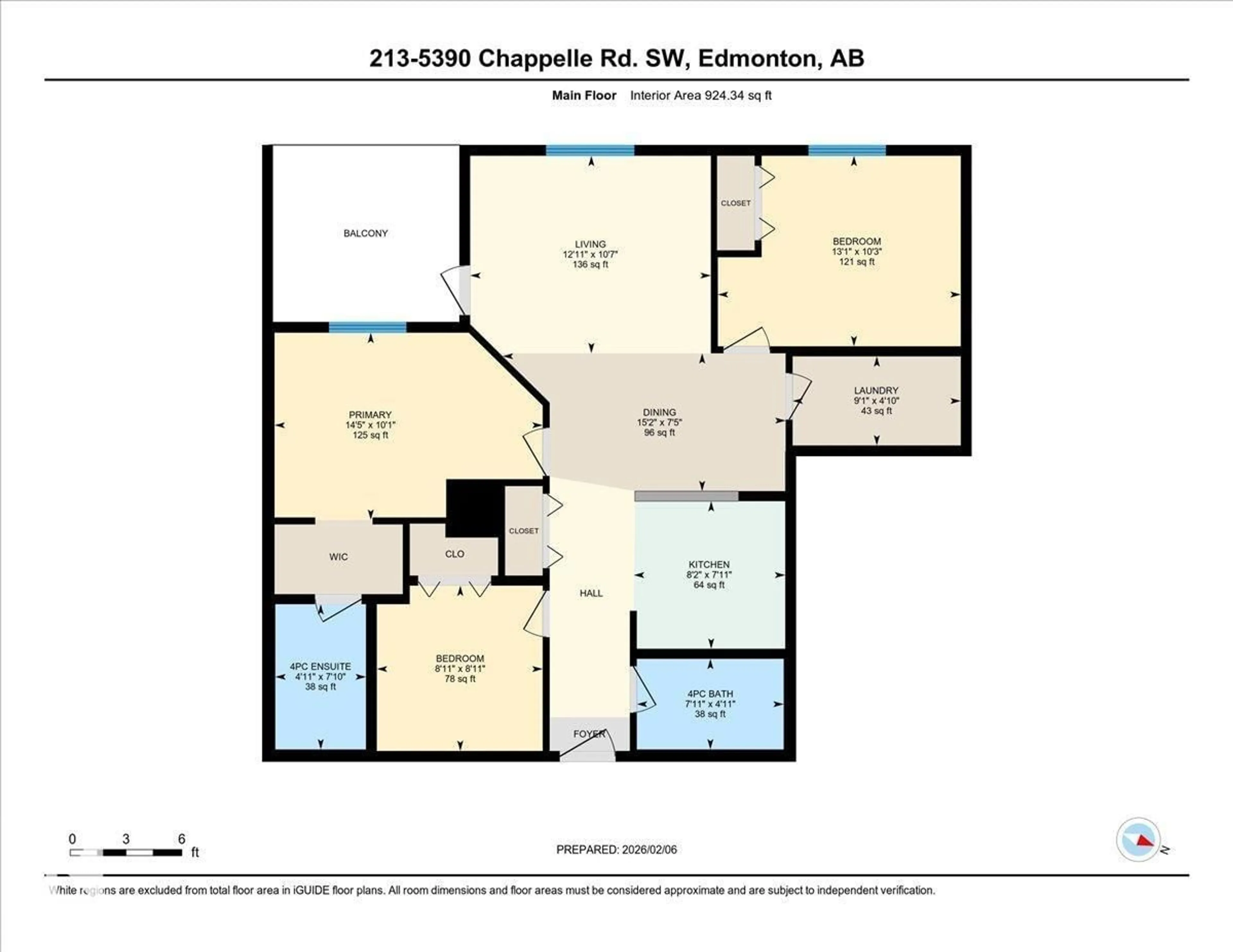 Floor plan for #213 - 5390 CHAPPELLE RD, Edmonton Alberta T6W3K7