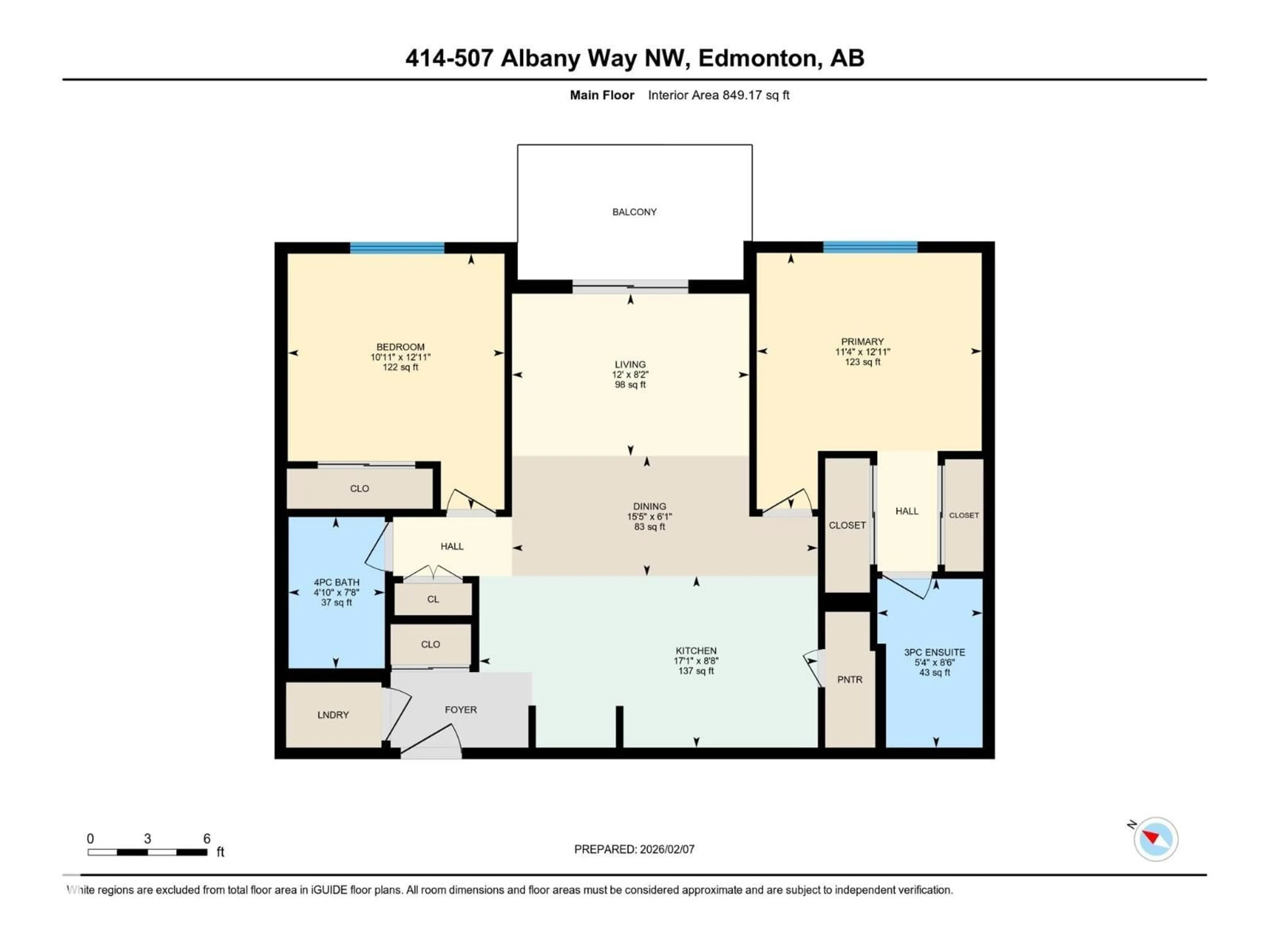 Floor plan for #414 - 507 ALBANY WY, Edmonton Alberta T6V0L9