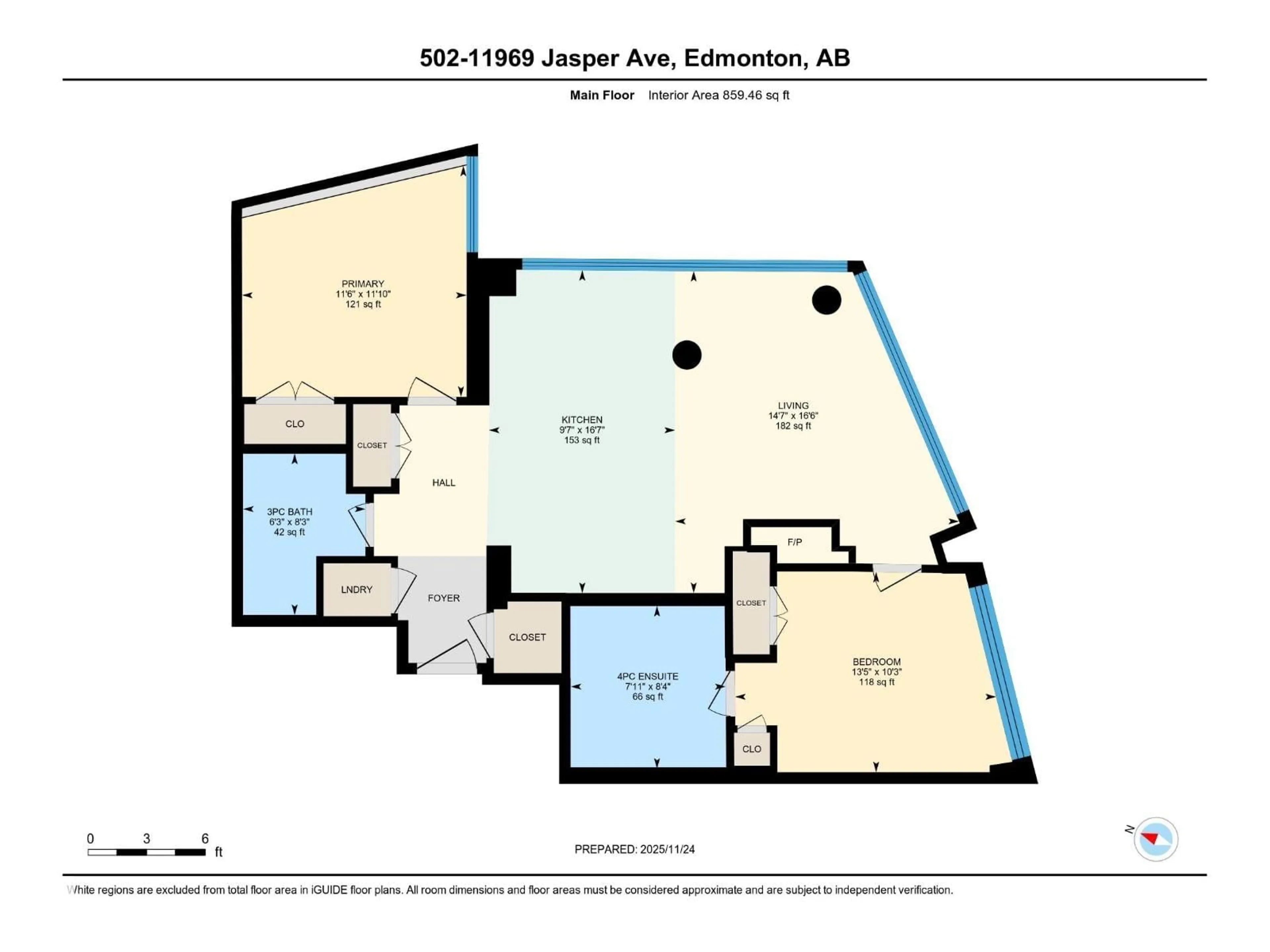 Floor plan for #502 - 11969 JASPER AV, Edmonton Alberta T5K0P1