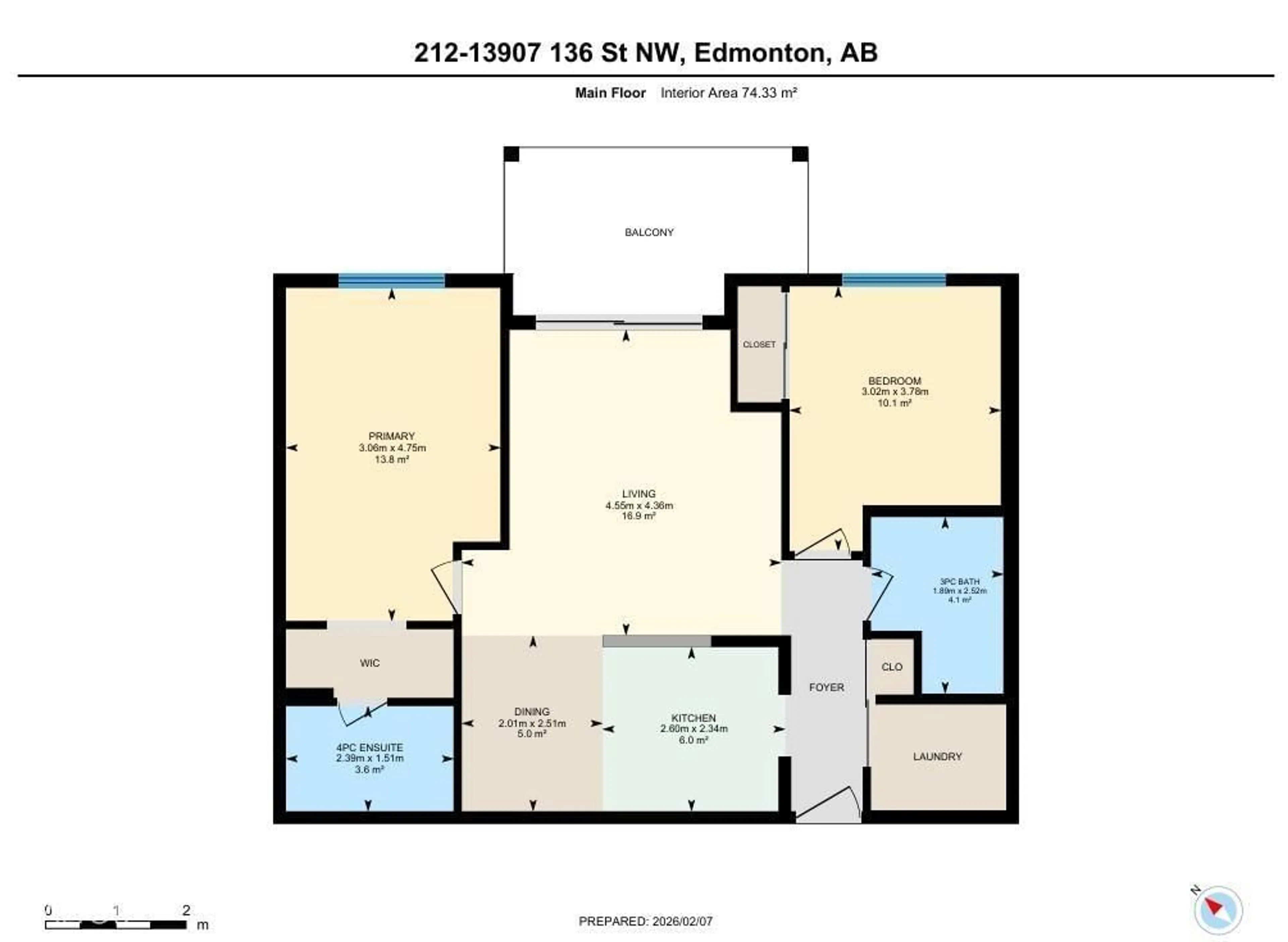 Floor plan for #212 - 13907 136 ST NW, Edmonton Alberta T6V1Y4