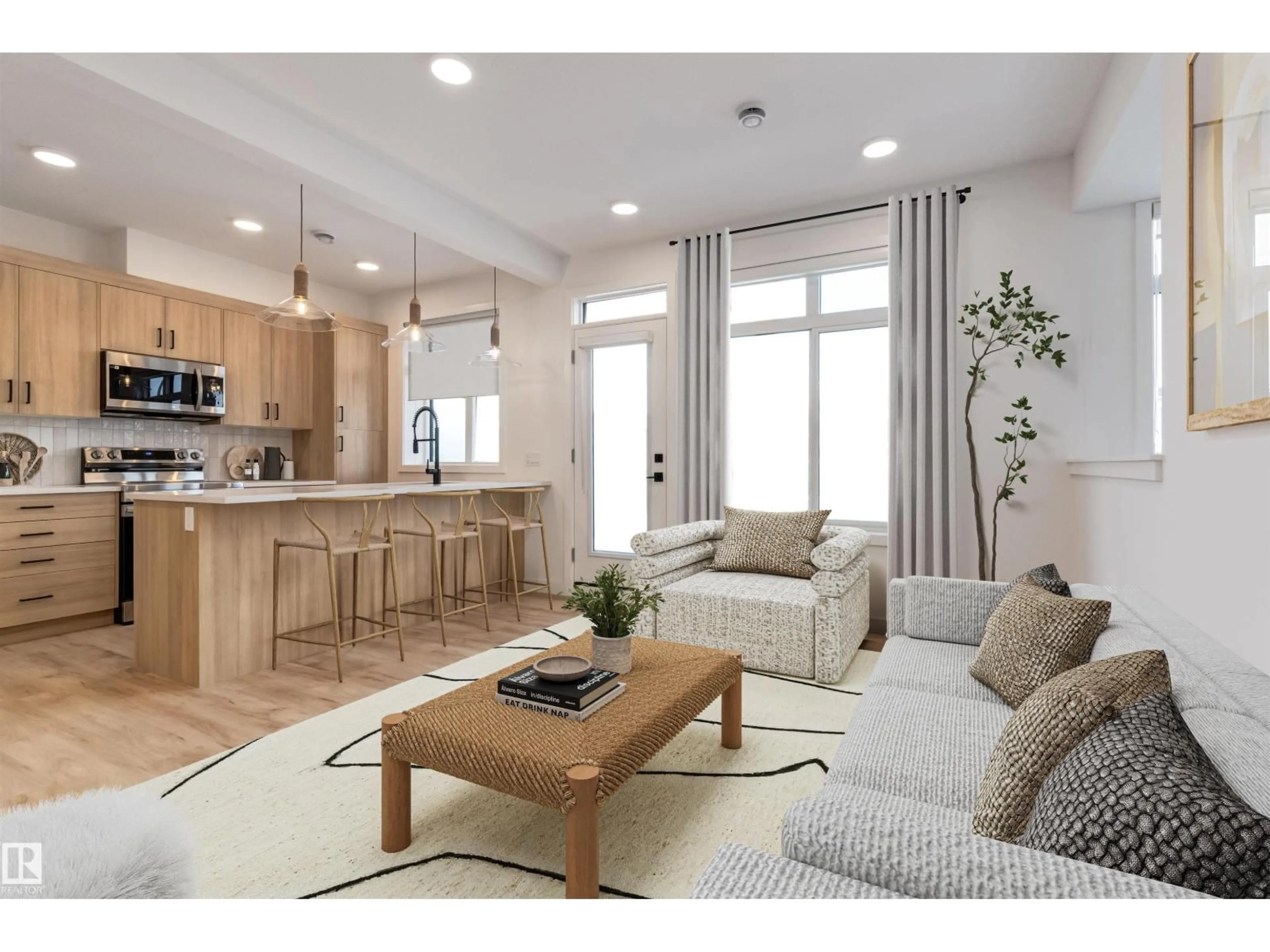 Open concept kitchen, wood/laminate floor for 17 - 16231 19 AV SW, Edmonton Alberta T6W5C6