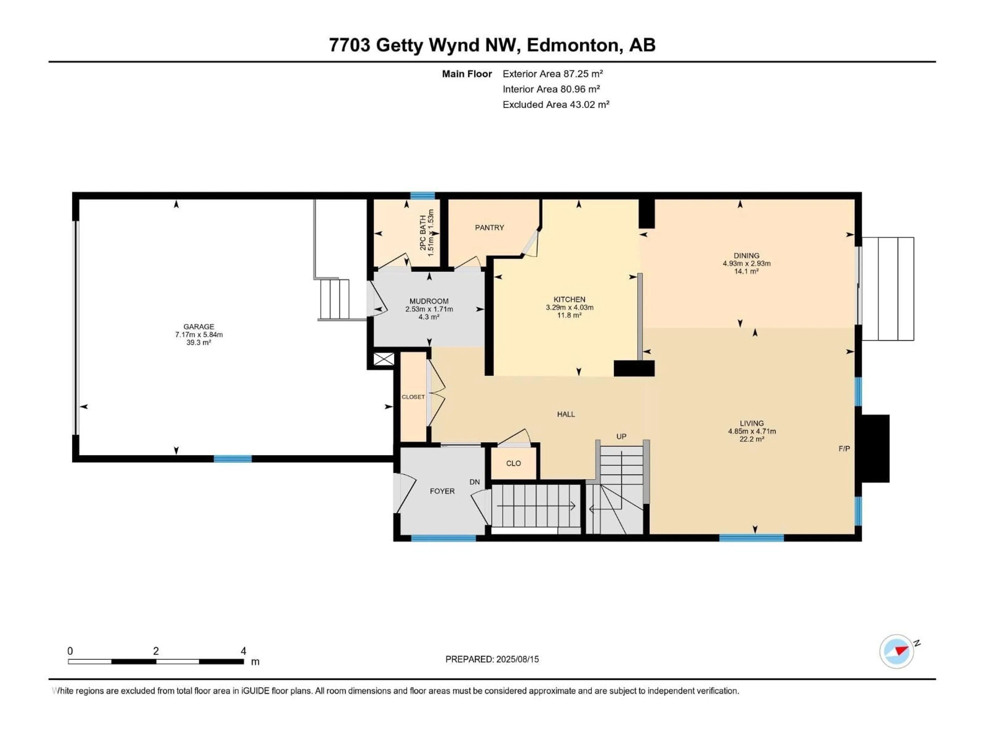 Floor plan for NW - 7703 GETTY WD, Edmonton Alberta T5T4K9