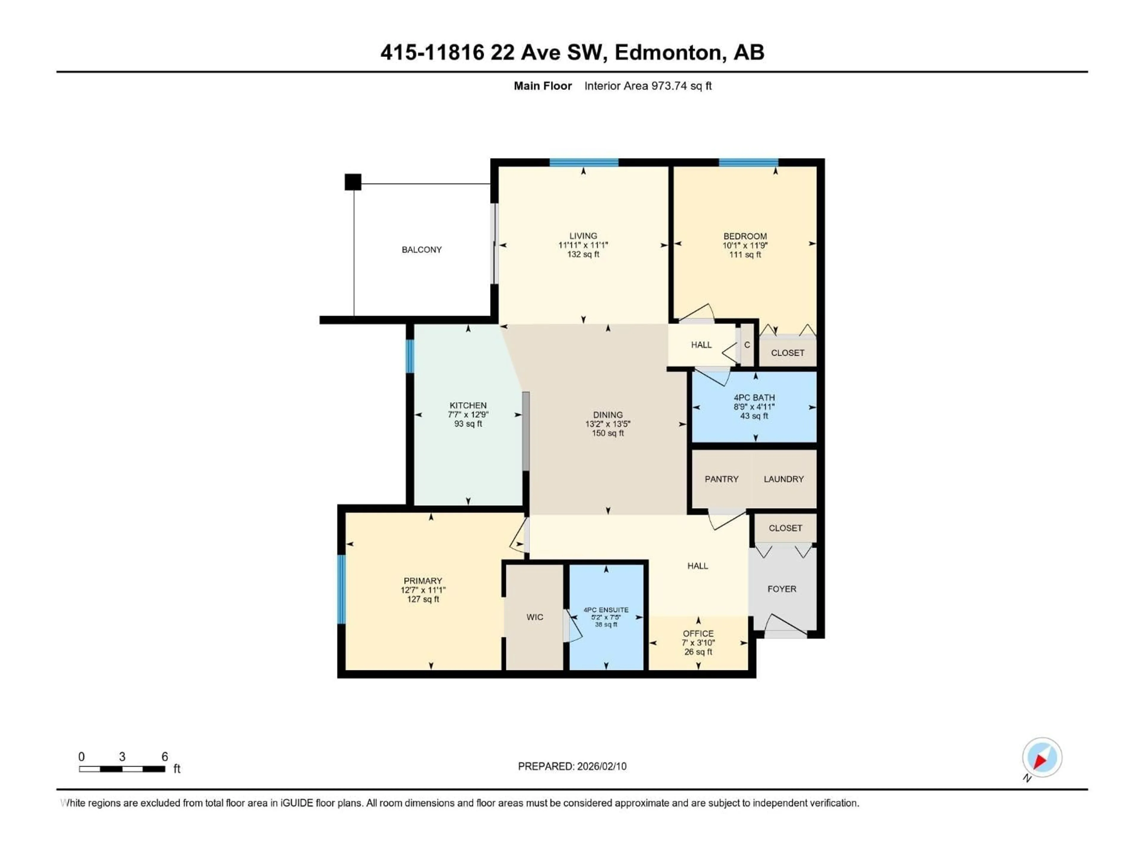 Floor plan for 415 11816 22 AV SW, Edmonton Alberta T6W2A2