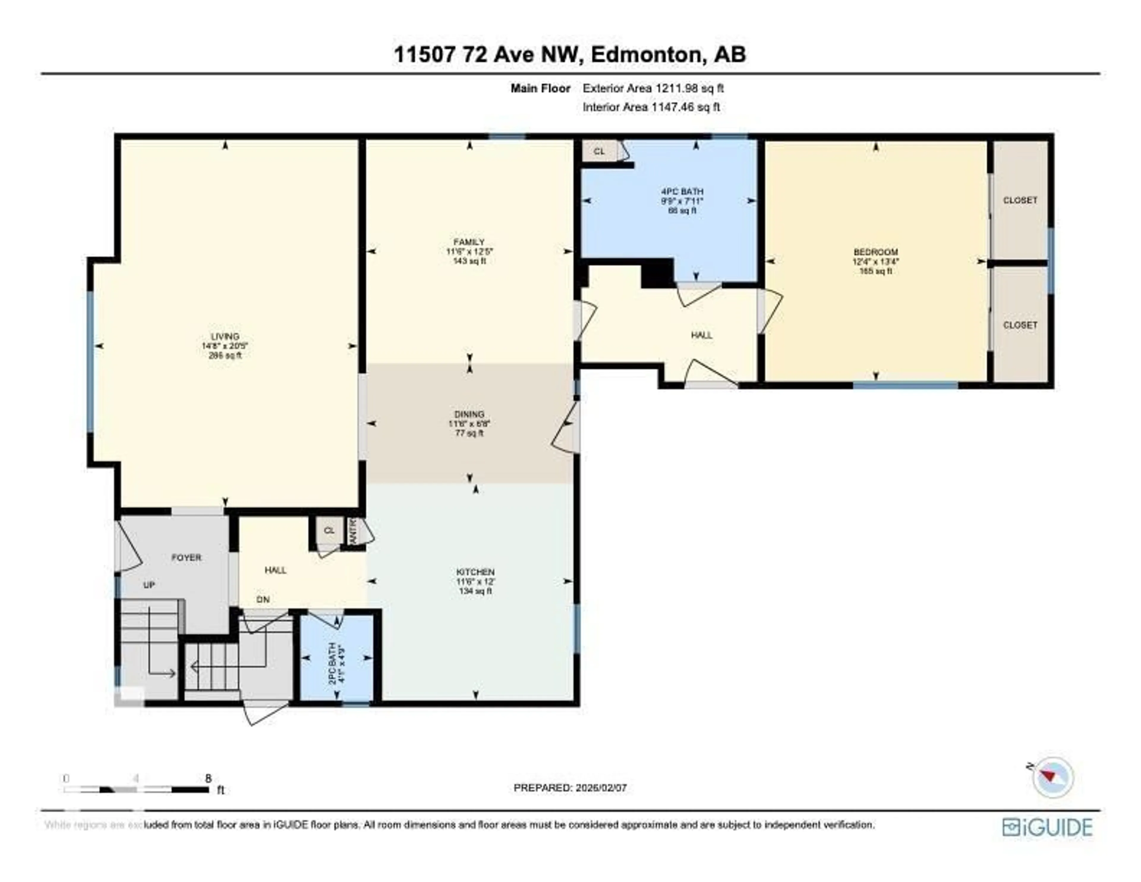 Floor plan for 11507 72 AV, Edmonton Alberta T6G0B7