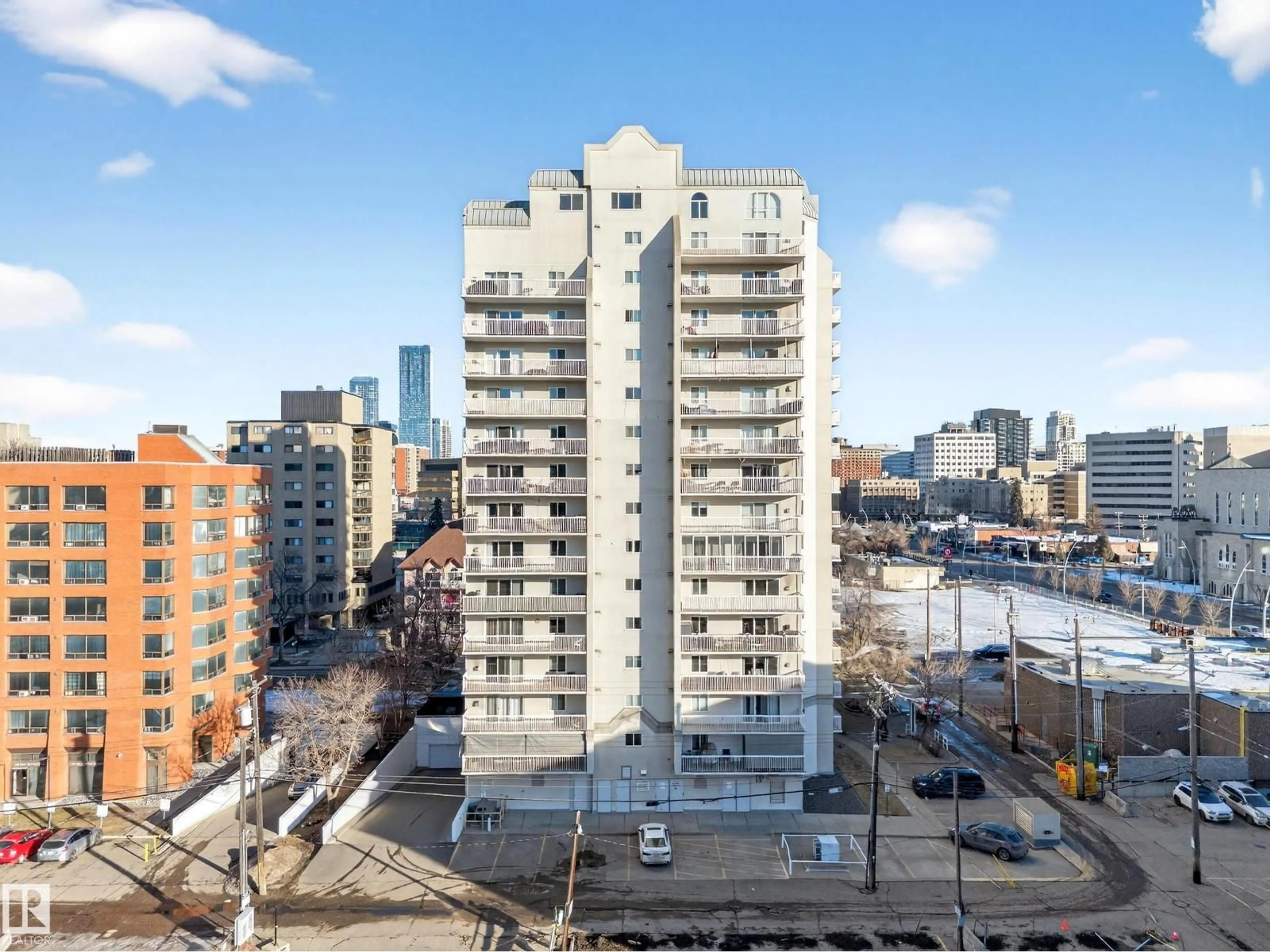 A pic from outside/outdoor area/front of a property/back of a property/a pic from drone, city buildings view from balcony for #205 - 10130 114 ST, Edmonton Alberta T5K2S6