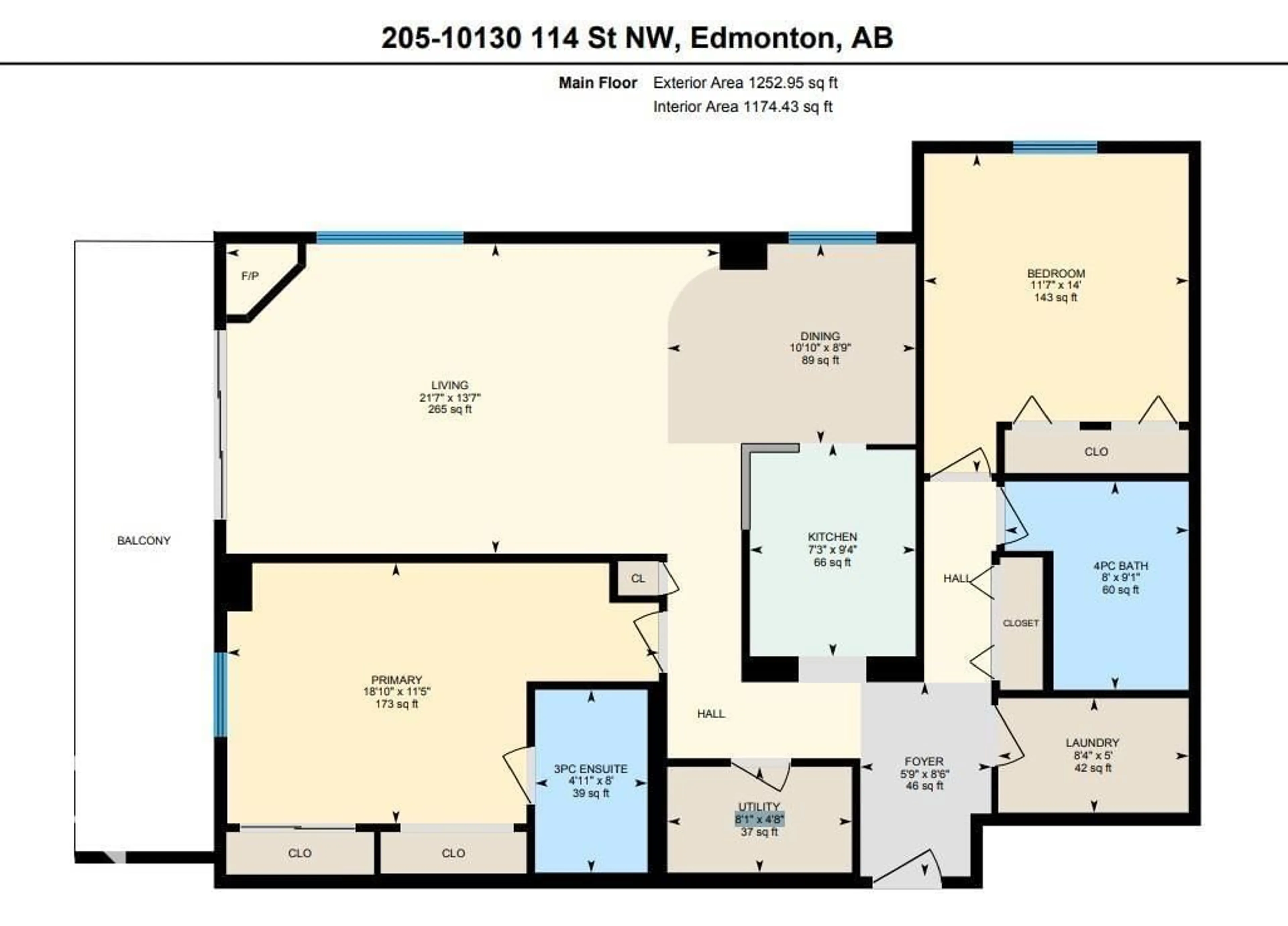 Floor plan for #205 - 10130 114 ST, Edmonton Alberta T5K2S6
