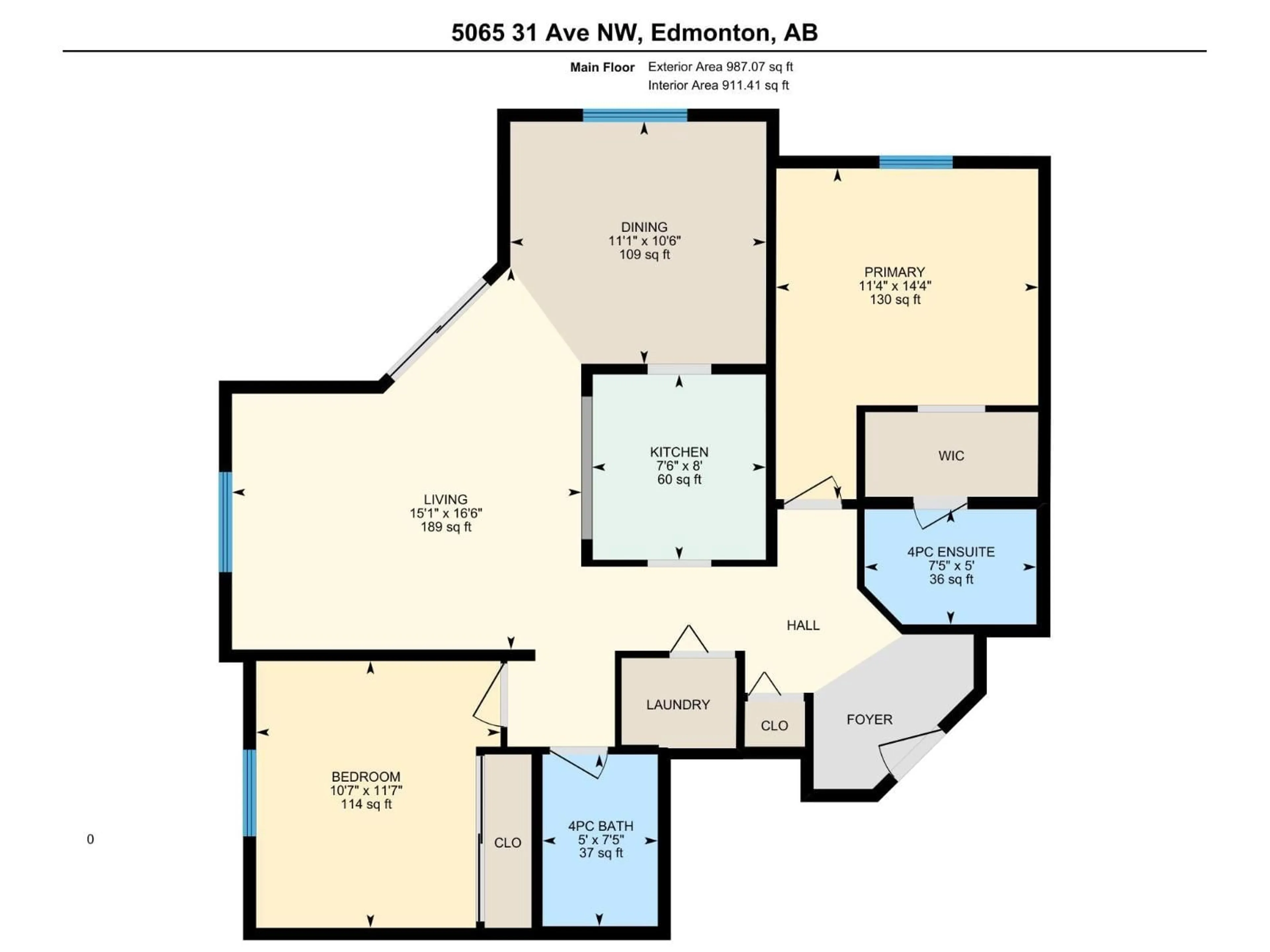 Floor plan for #108 - 5065 31 AV NW, Edmonton Alberta T6L6S5