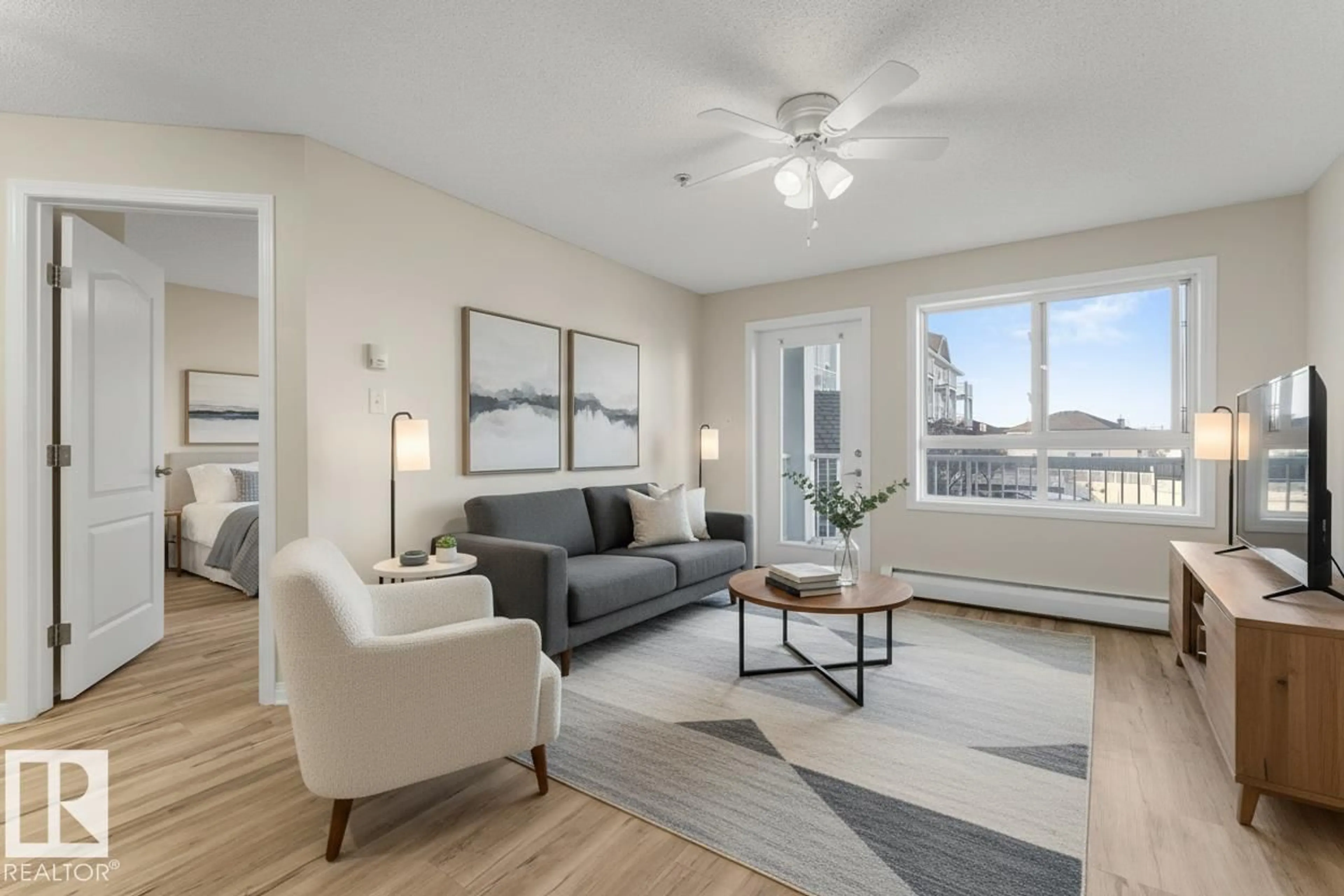 Living room with furniture, unknown for 201 - 5340 199 ST, Edmonton Alberta T6M0A5