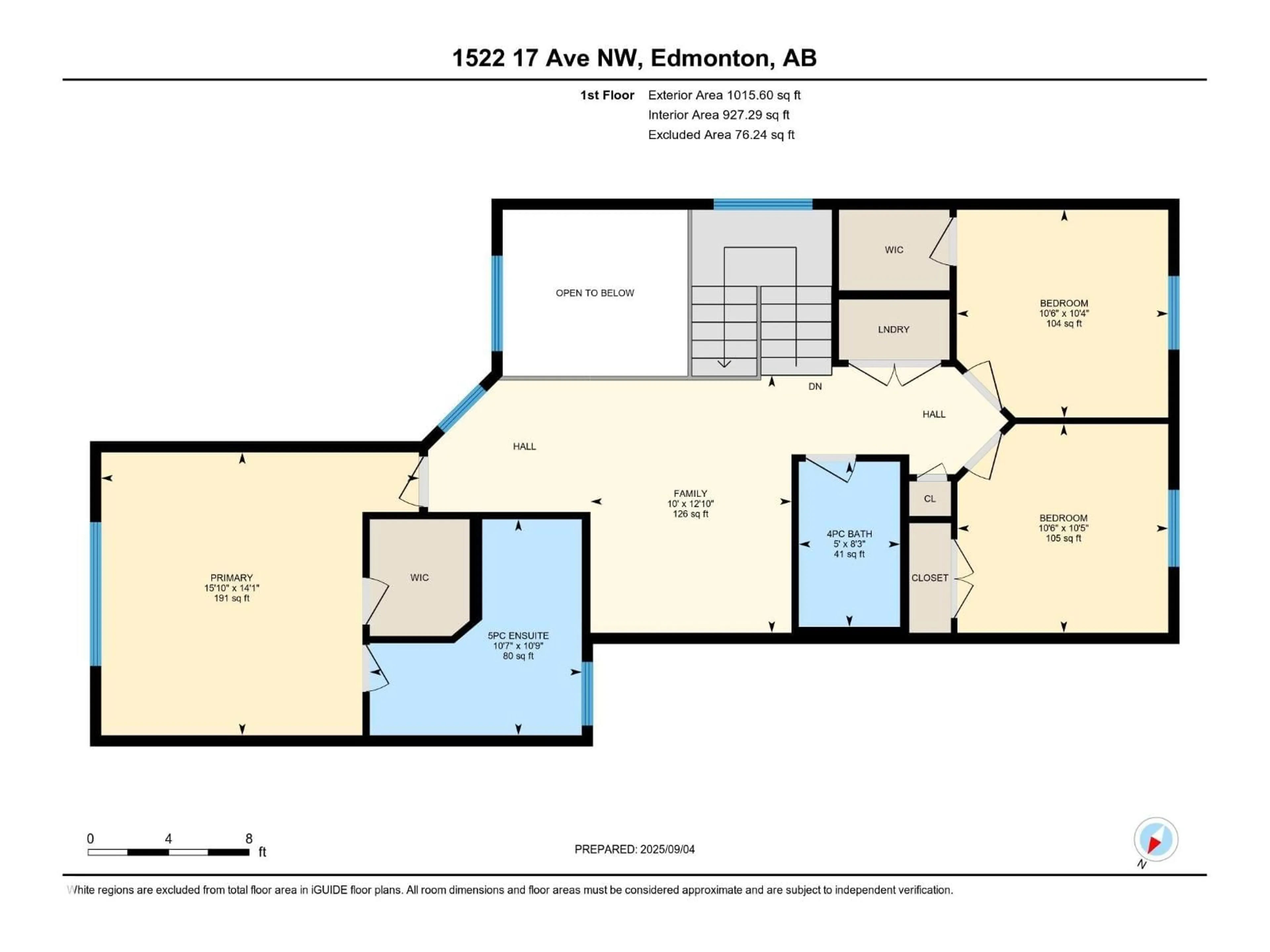 Floor plan for 1522 17 AV, Edmonton Alberta T6T2R9