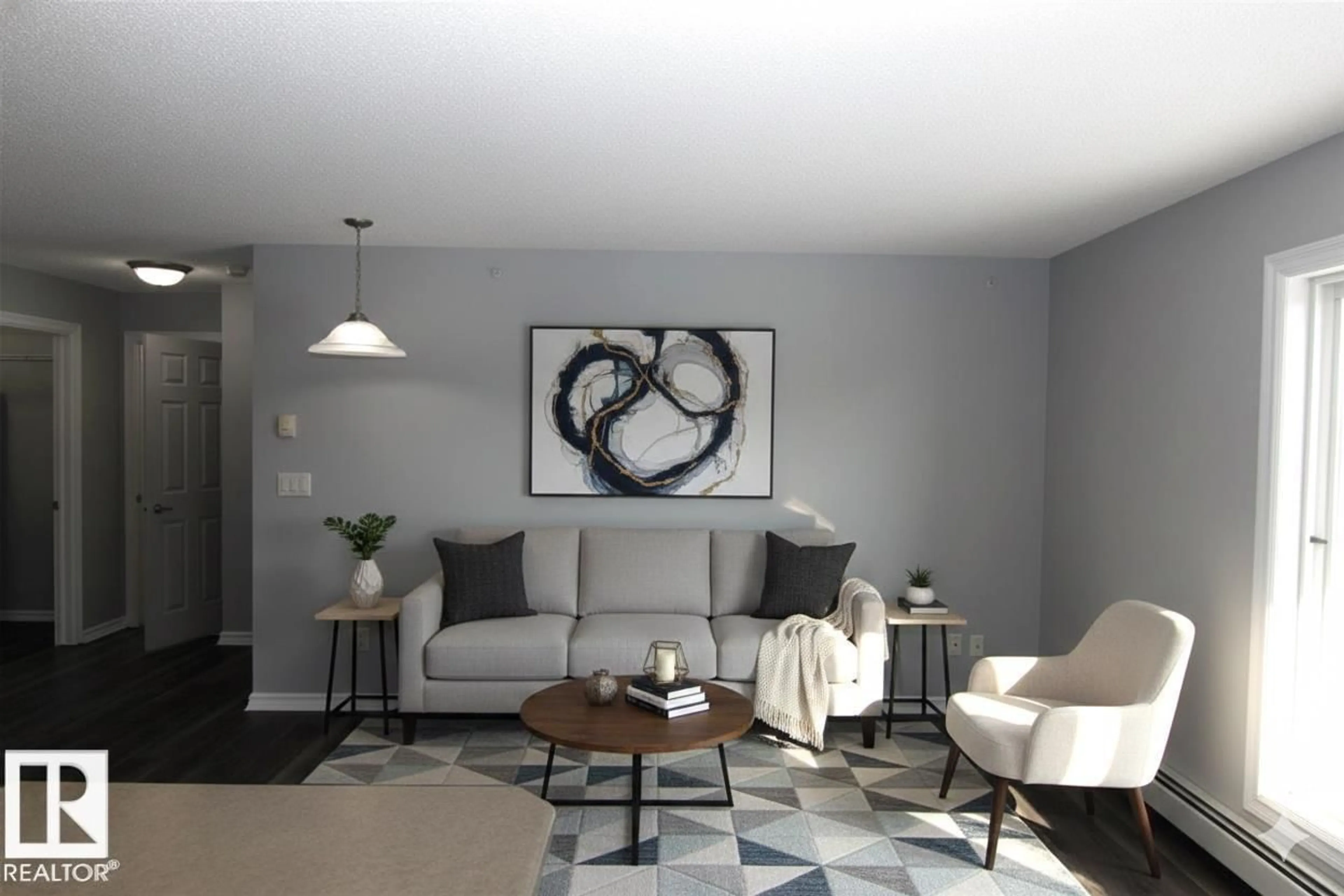 Living room with furniture, unknown for #404 - 4407 23 ST, Edmonton Alberta T6T0B6