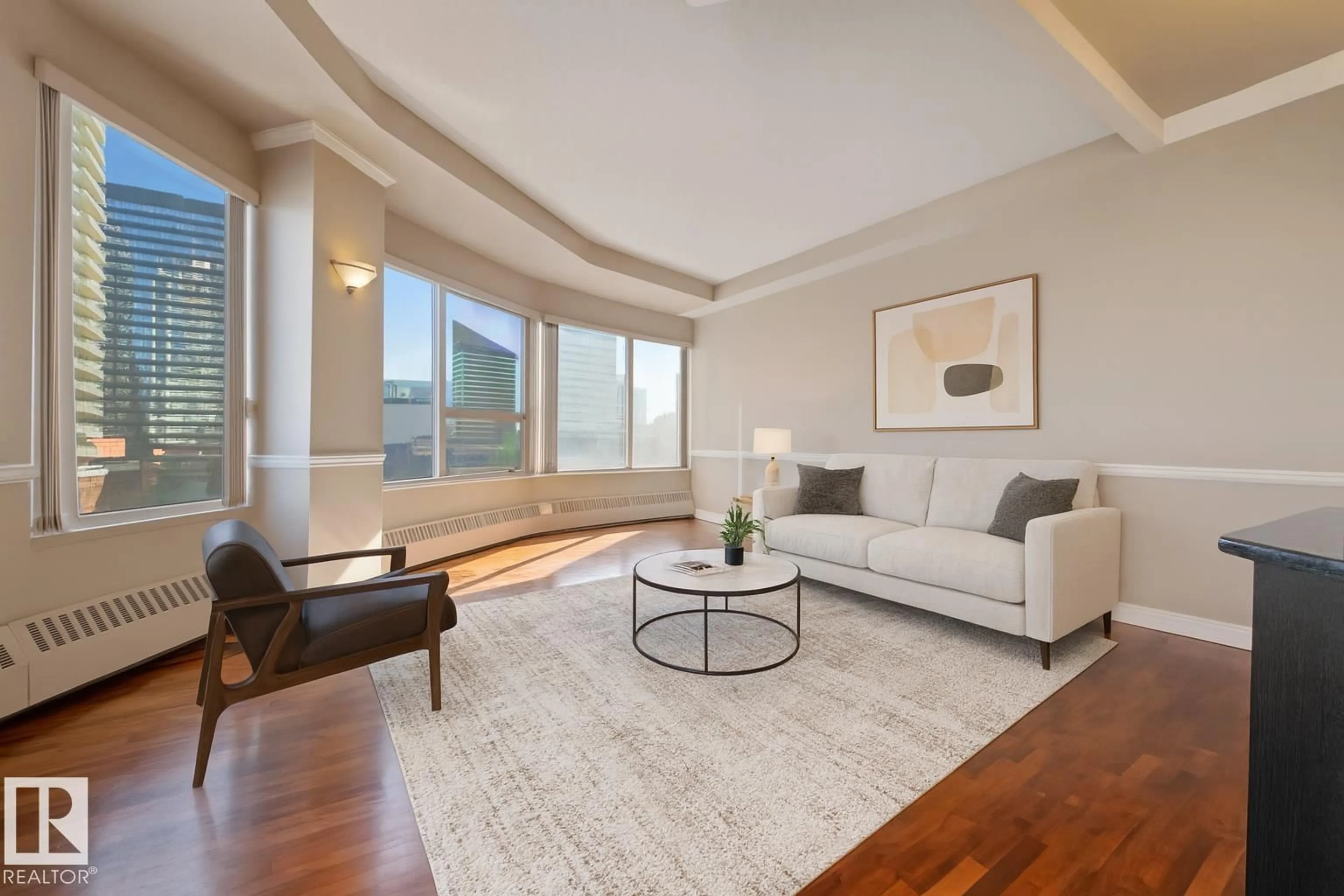 Living room with furniture, unknown for 601 - 10106 105 ST NW, Edmonton Alberta T5J5E7