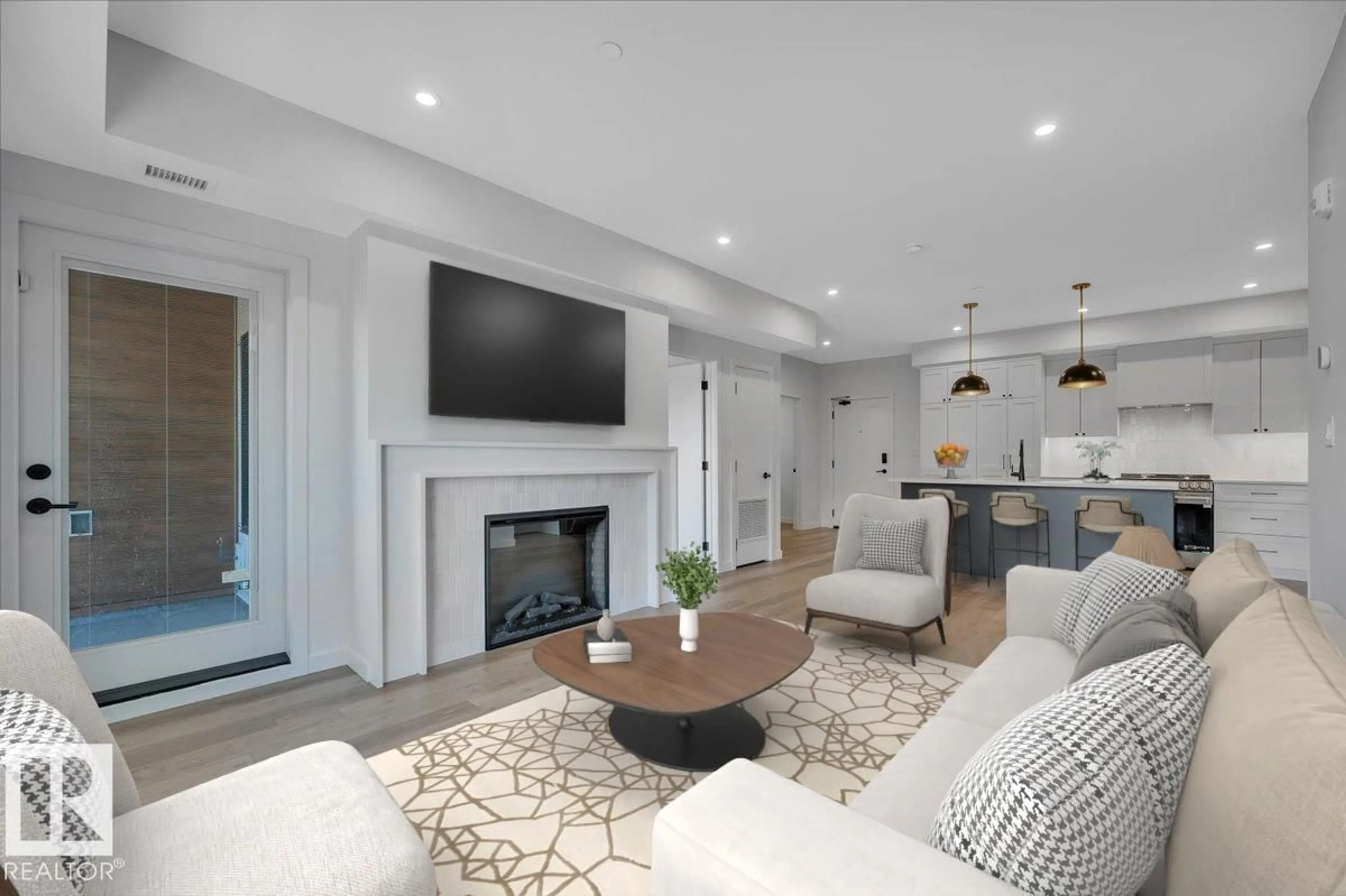 Living room with furniture, unknown for 322 - 7459 MAY COMMON NW, Edmonton Alberta T6R0X5