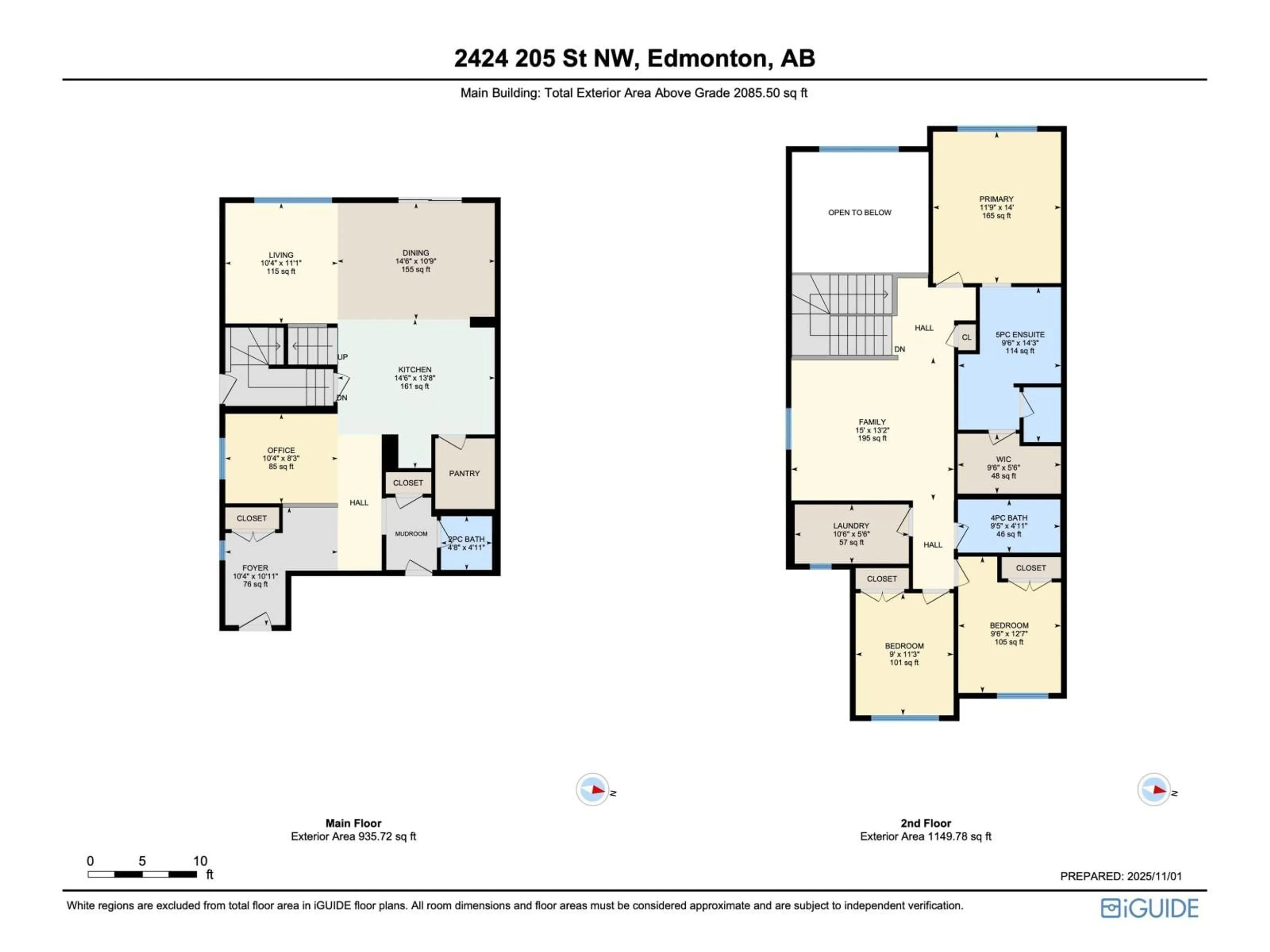 Floor plan for NW - 2424 205 ST, Edmonton Alberta T6M1N6
