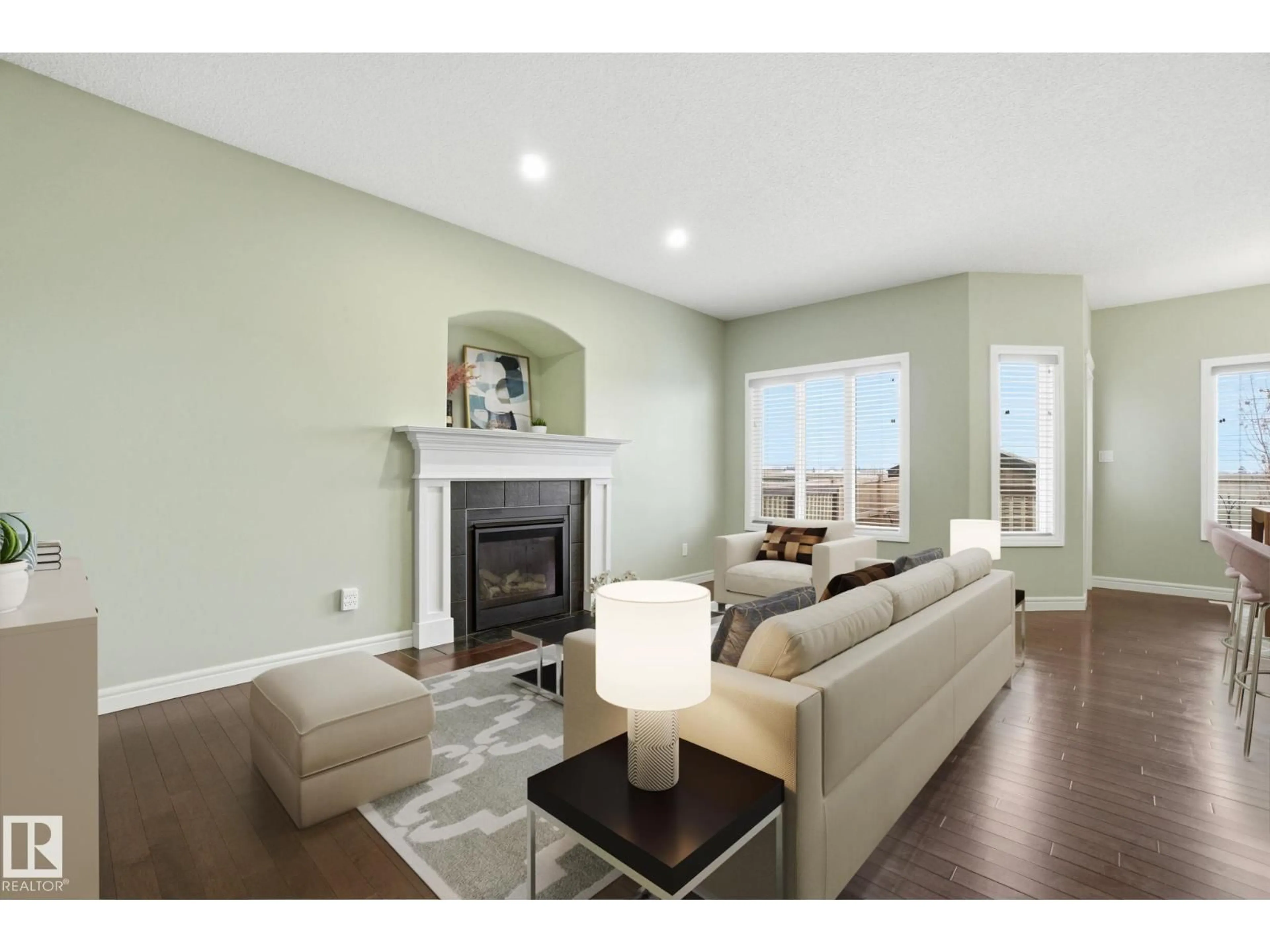 Living room with furniture, wood/laminate floor for 108 SOUTH CREEK WD, Stony Plain Alberta T7Z0J9