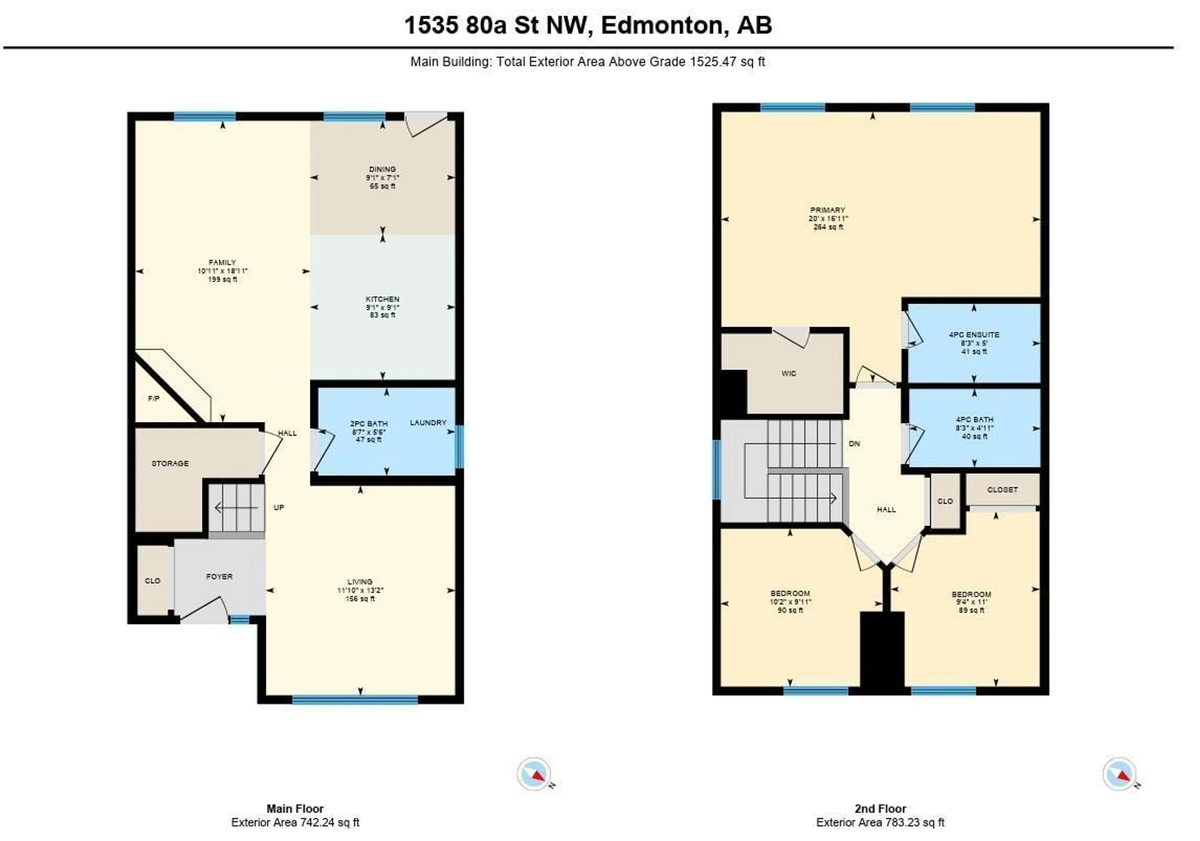 Floor plan for 1535 80A ST, Edmonton Alberta T6K4E2