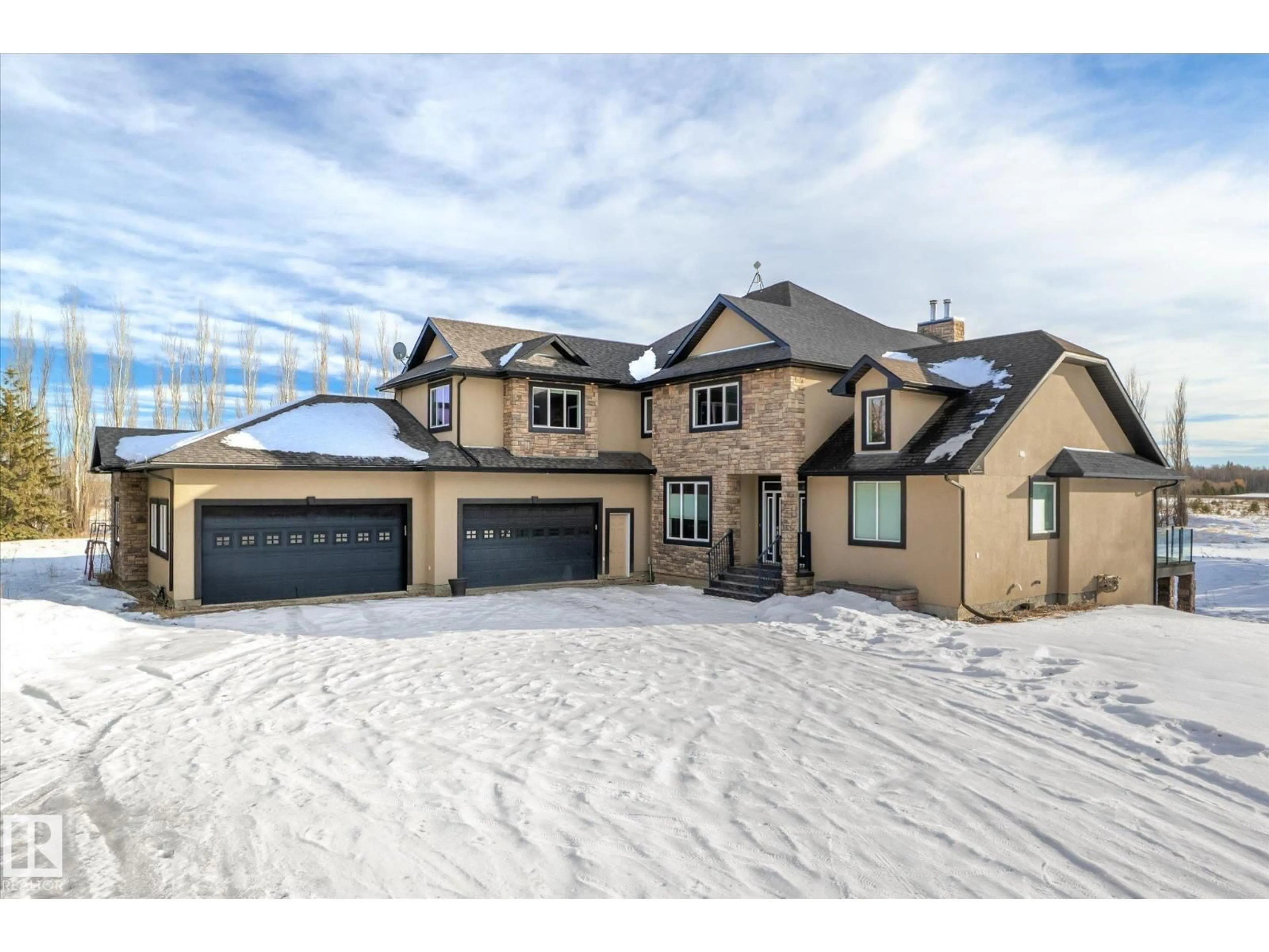 Home with brick exterior material, street for HI - 27510 HWY 37, Rural Sturgeon County Alberta T8R0J2