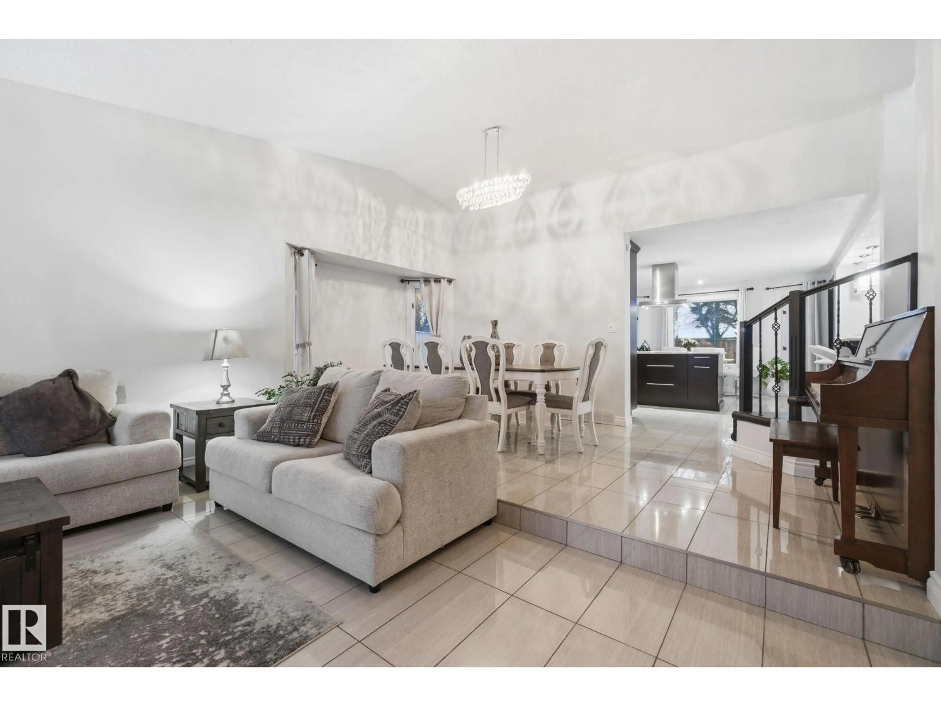 Living room with furniture, ceramic/tile floor for NW - 13812 120 ST, Edmonton Alberta T5X5B8