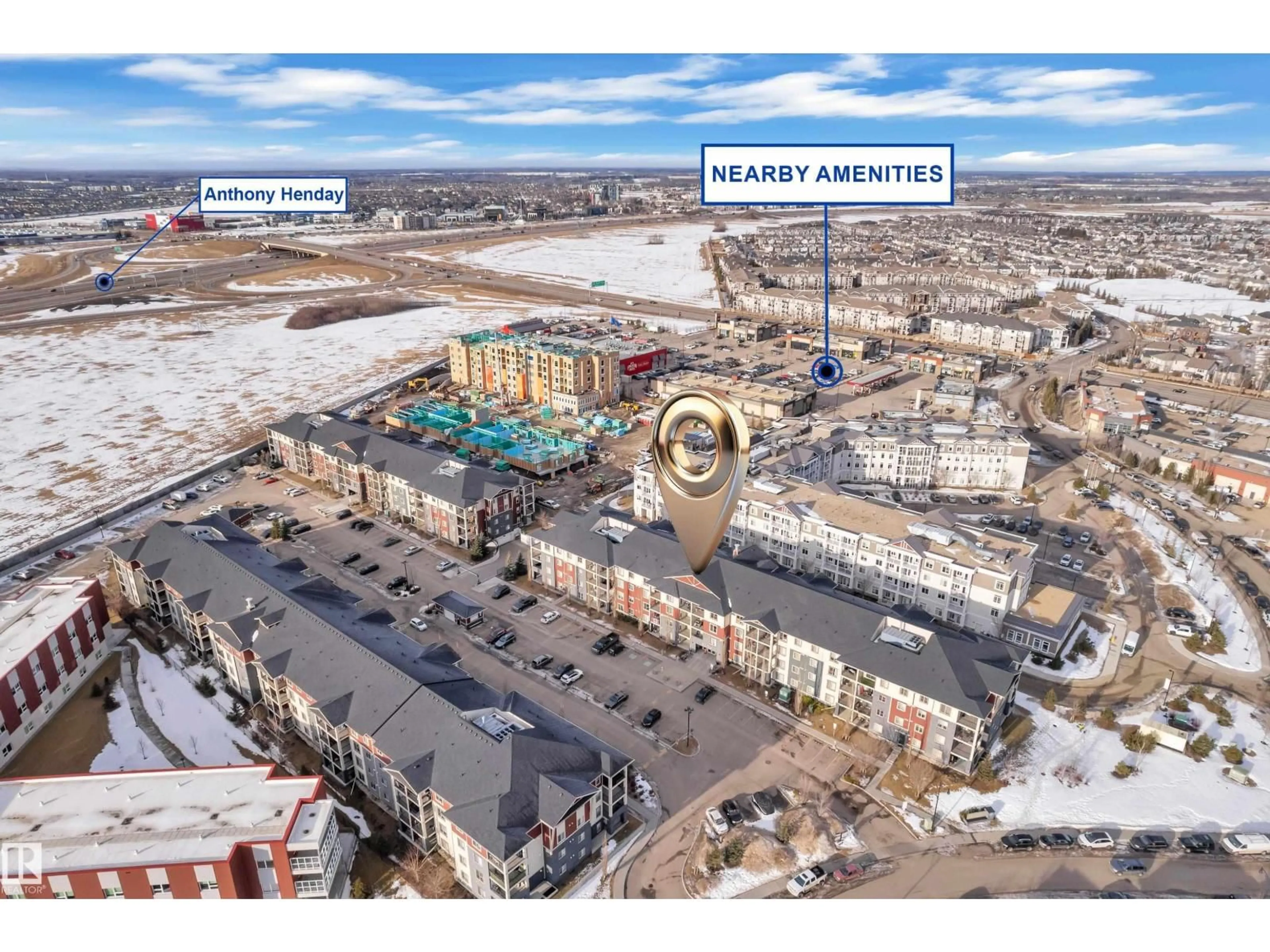 A pic from outside/outdoor area/front of a property/back of a property/a pic from drone, building for 216 - 5804 MULLEN PL, Edmonton Alberta T6R0W3