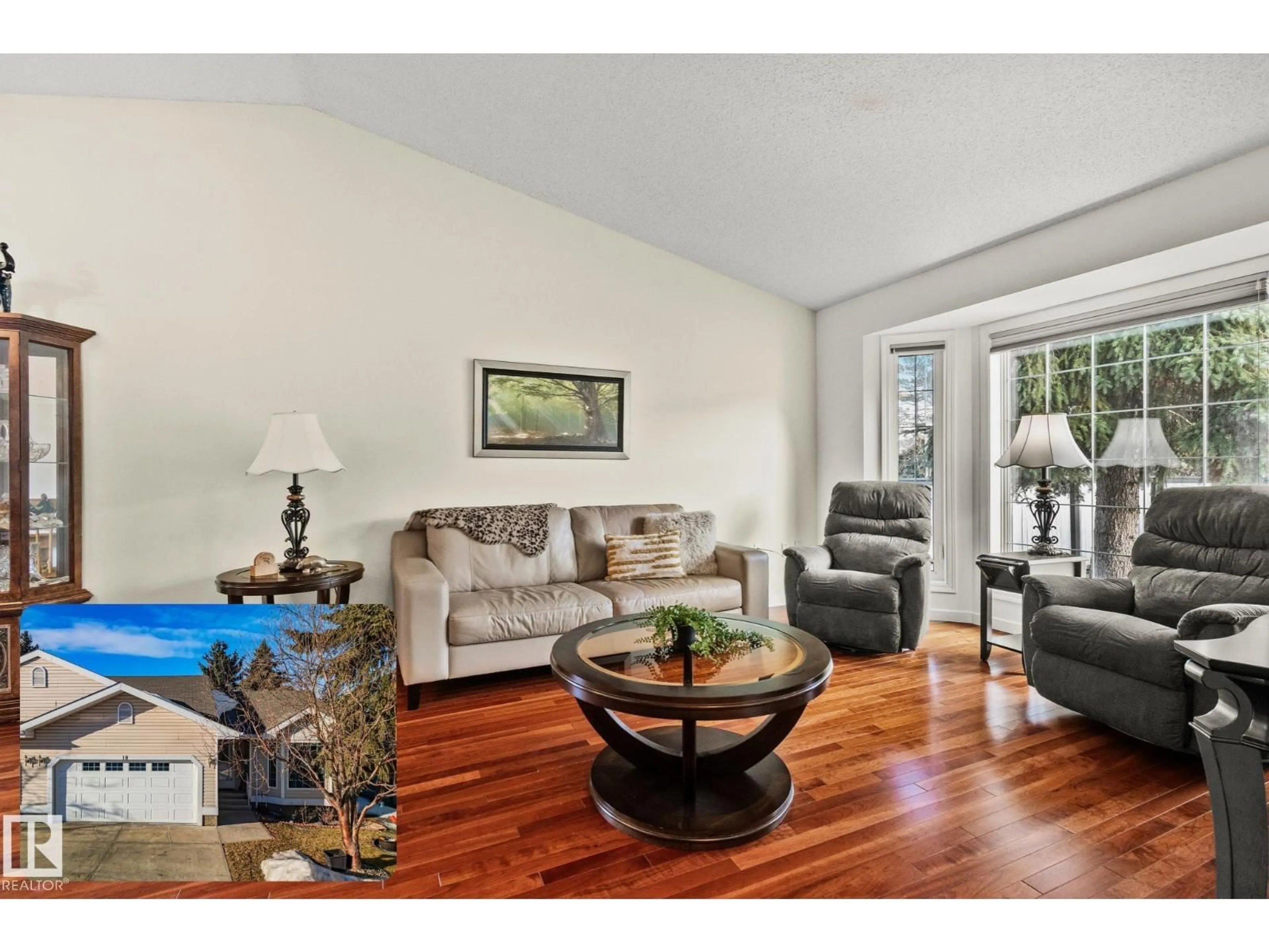 Living room with furniture, wood/laminate floor for #10 - 13217 155 AV NW, Edmonton Alberta T6V1E6