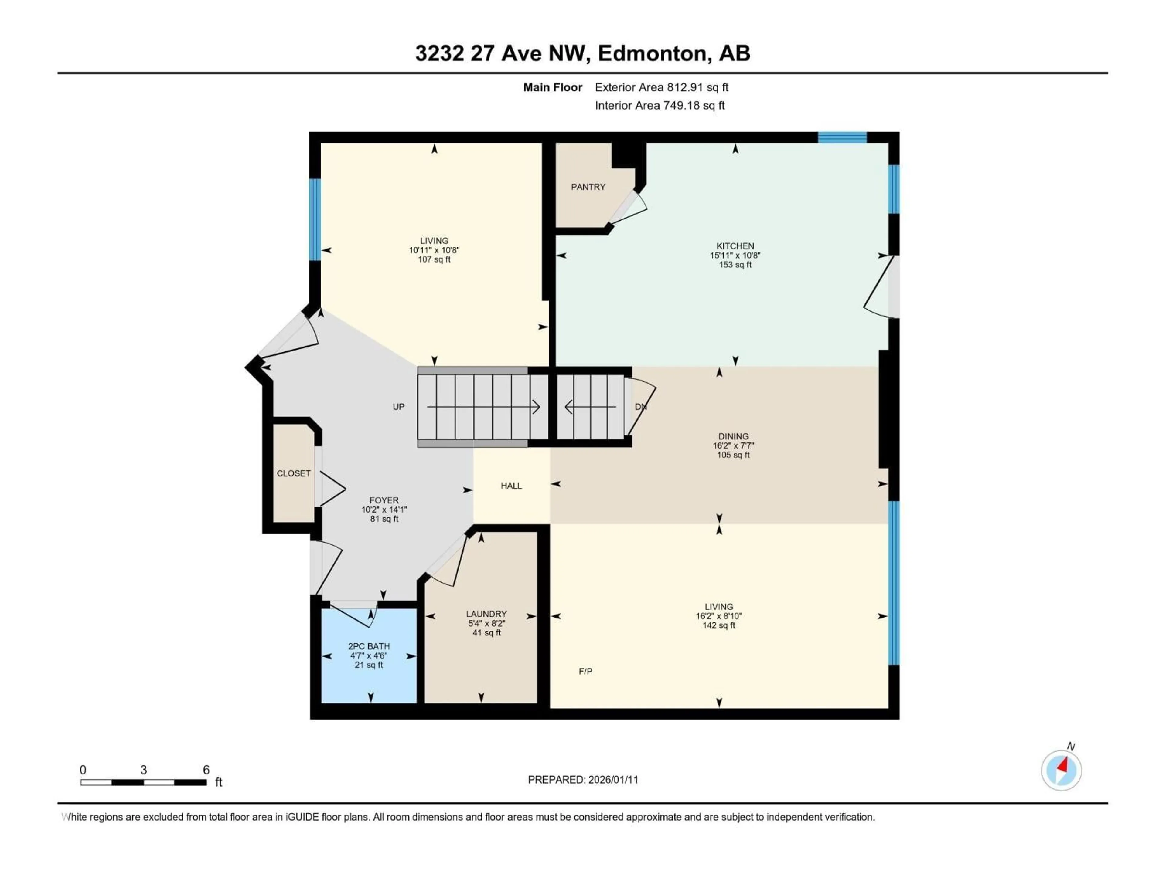 Floor plan for 3232 27 AV, Edmonton Alberta T6T1P8