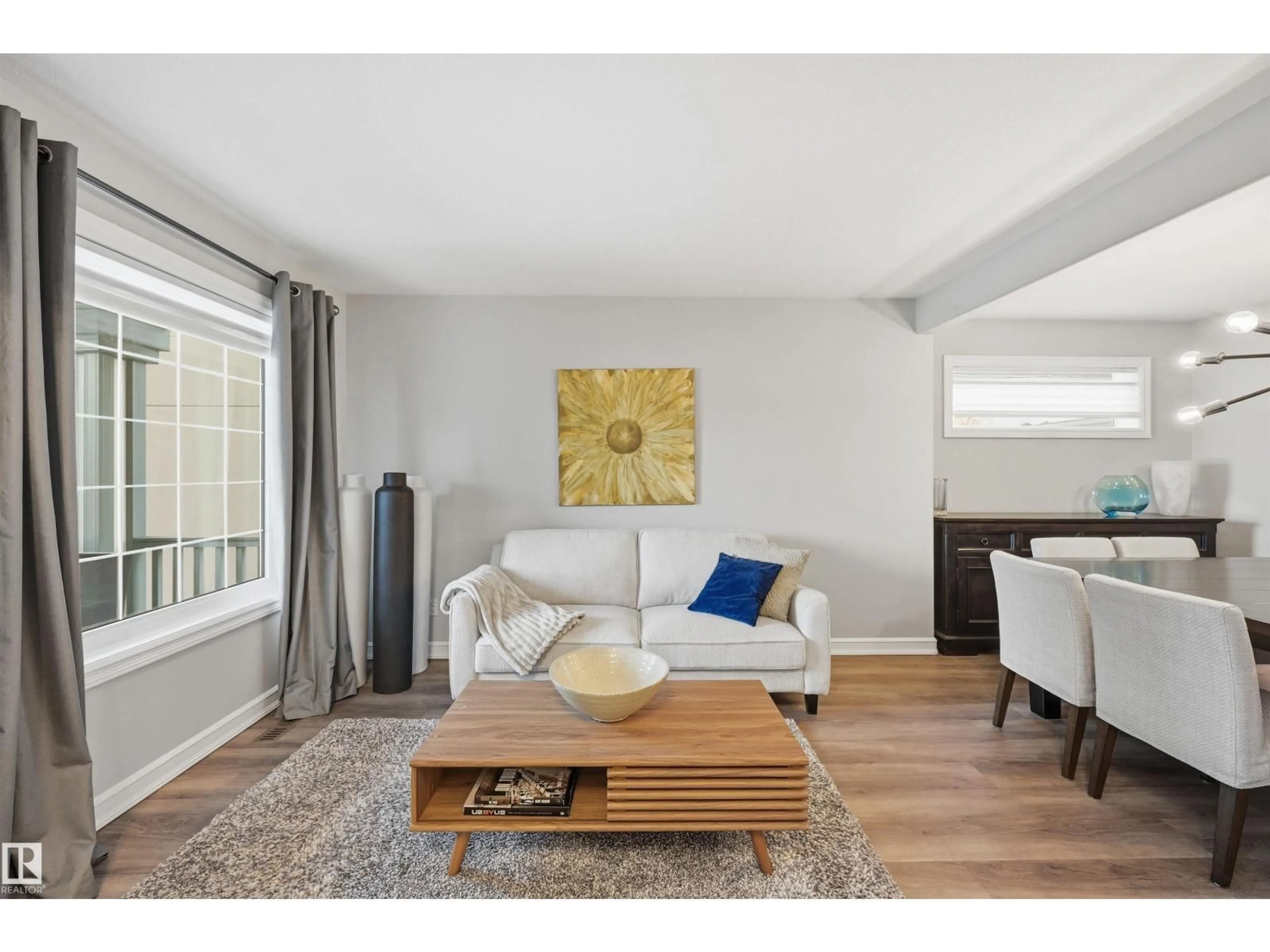 Living room with furniture, wood/laminate floor for 231 LINDSAY CR, Edmonton Alberta T6R2T2