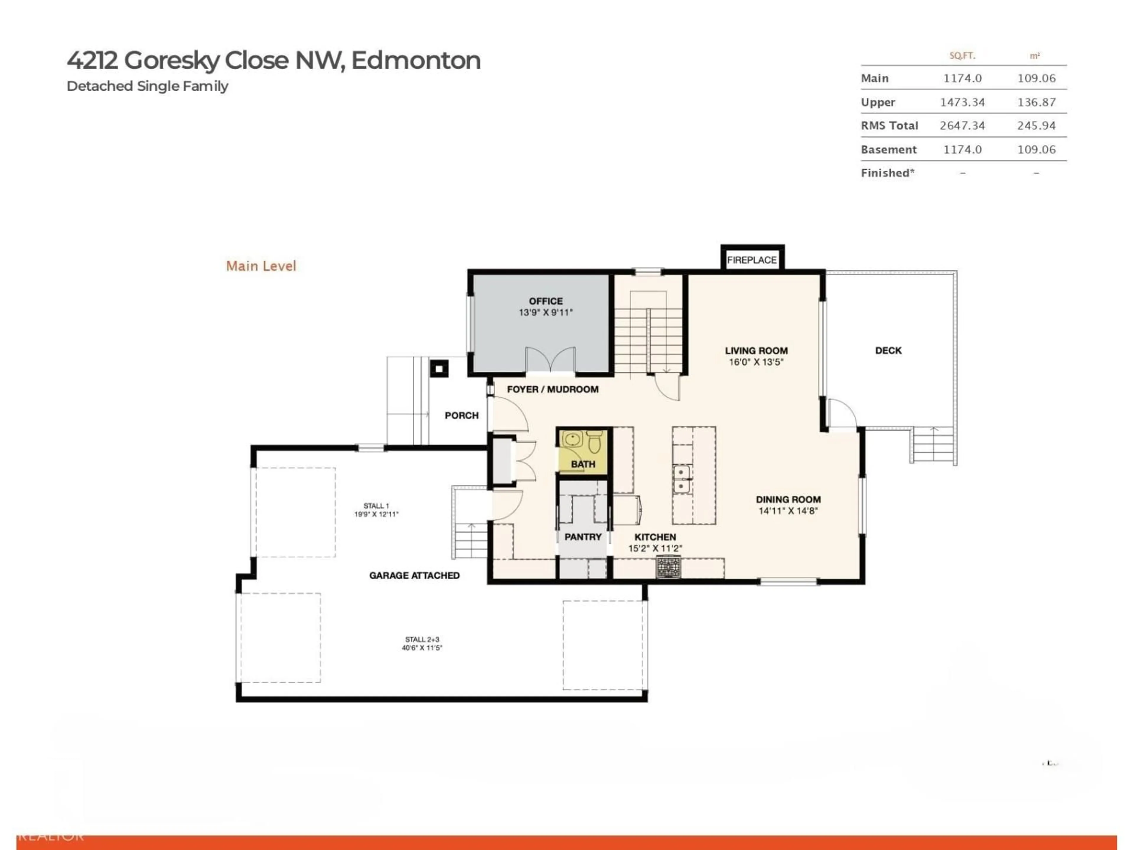 Floor plan for 4212 GORESKY CL, Edmonton Alberta T5T4V2