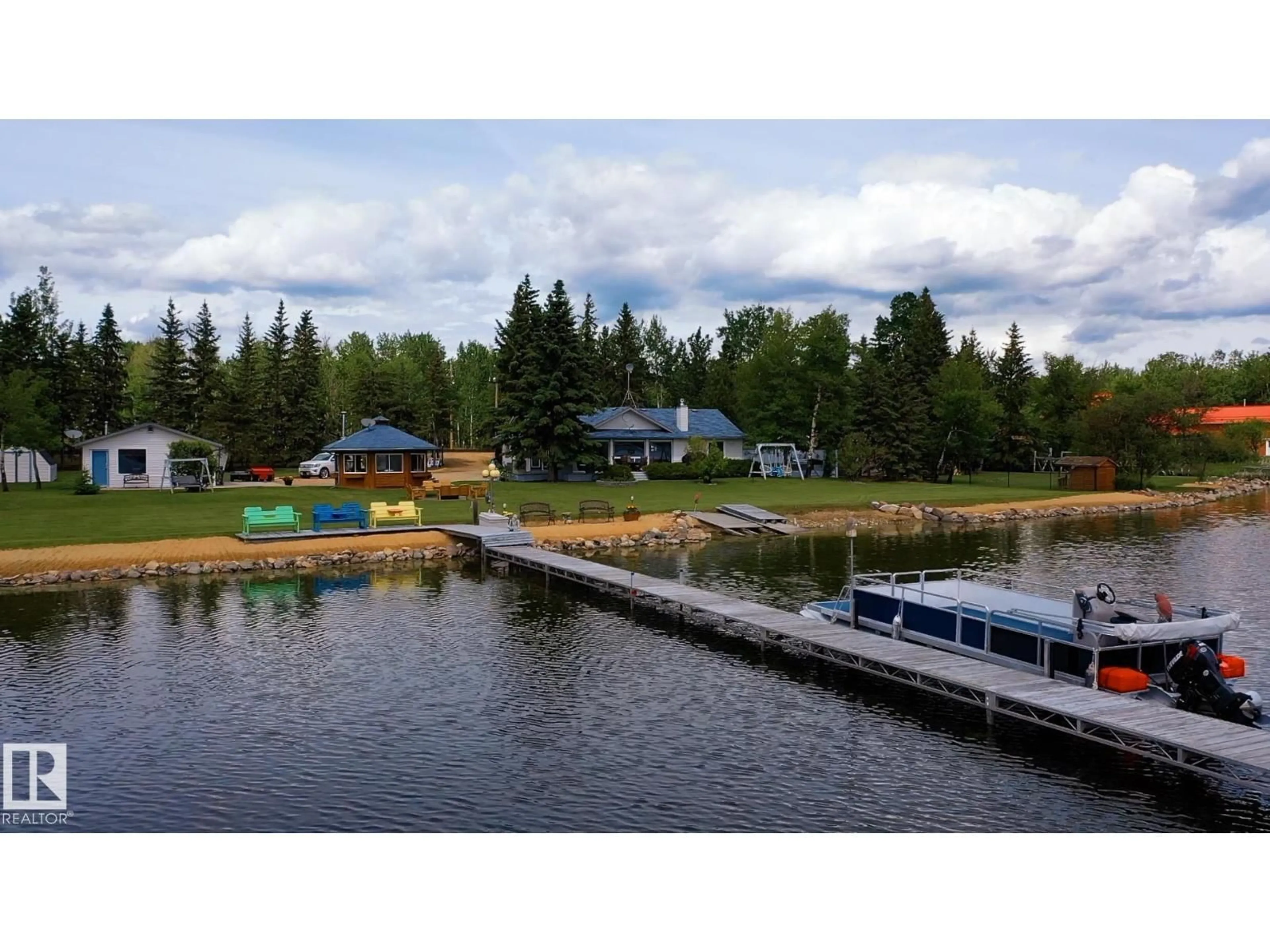A pic from outside/outdoor area/front of a property/back of a property/a pic from drone, water/lake/river/ocean view for 3013A TWP RD 574, Rural Barrhead County Alberta T0E1A0
