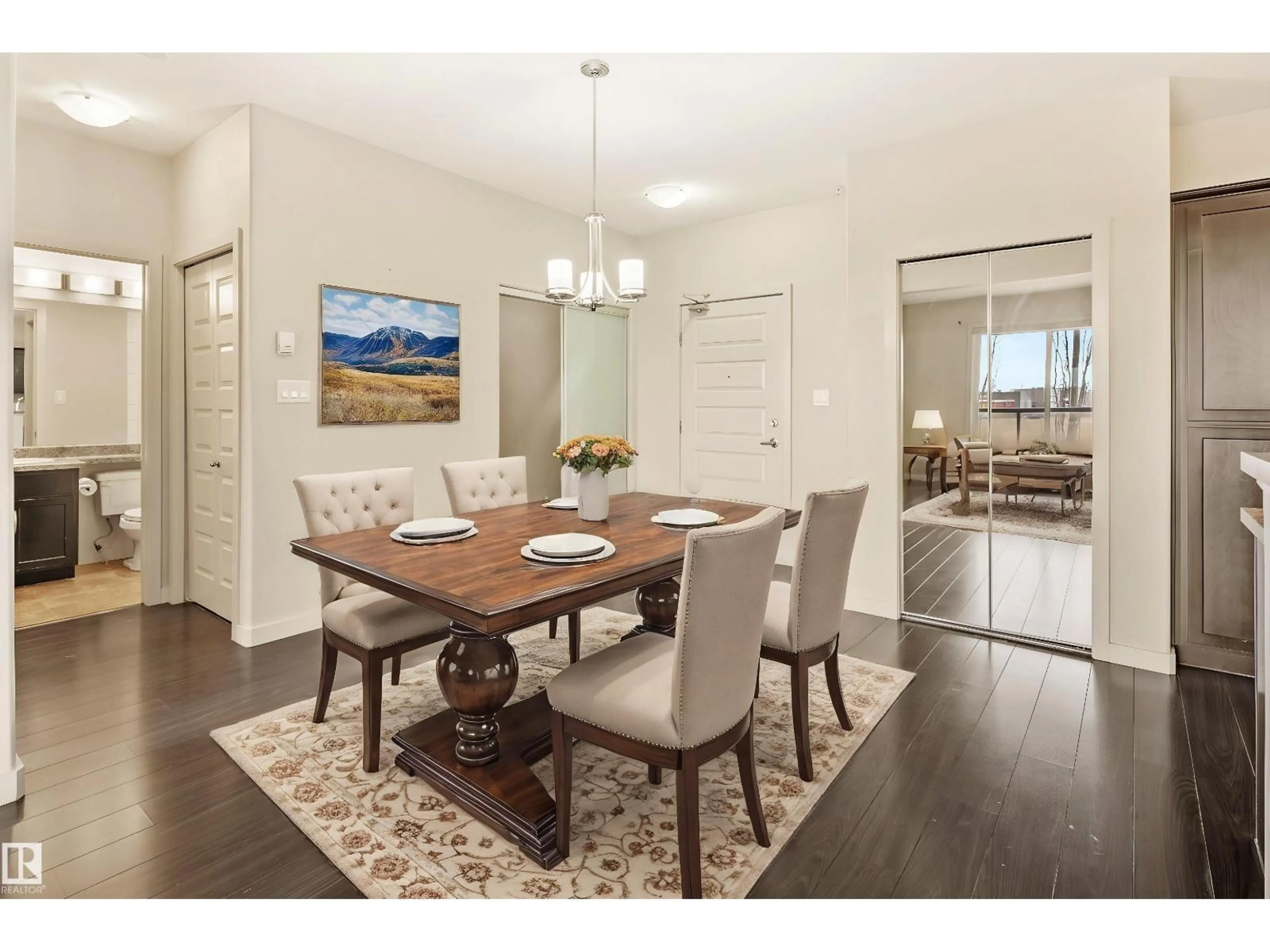 Dining room, wood/laminate floor for #224 - 304 AMBLESIDE LI, Edmonton Alberta T6W0V2
