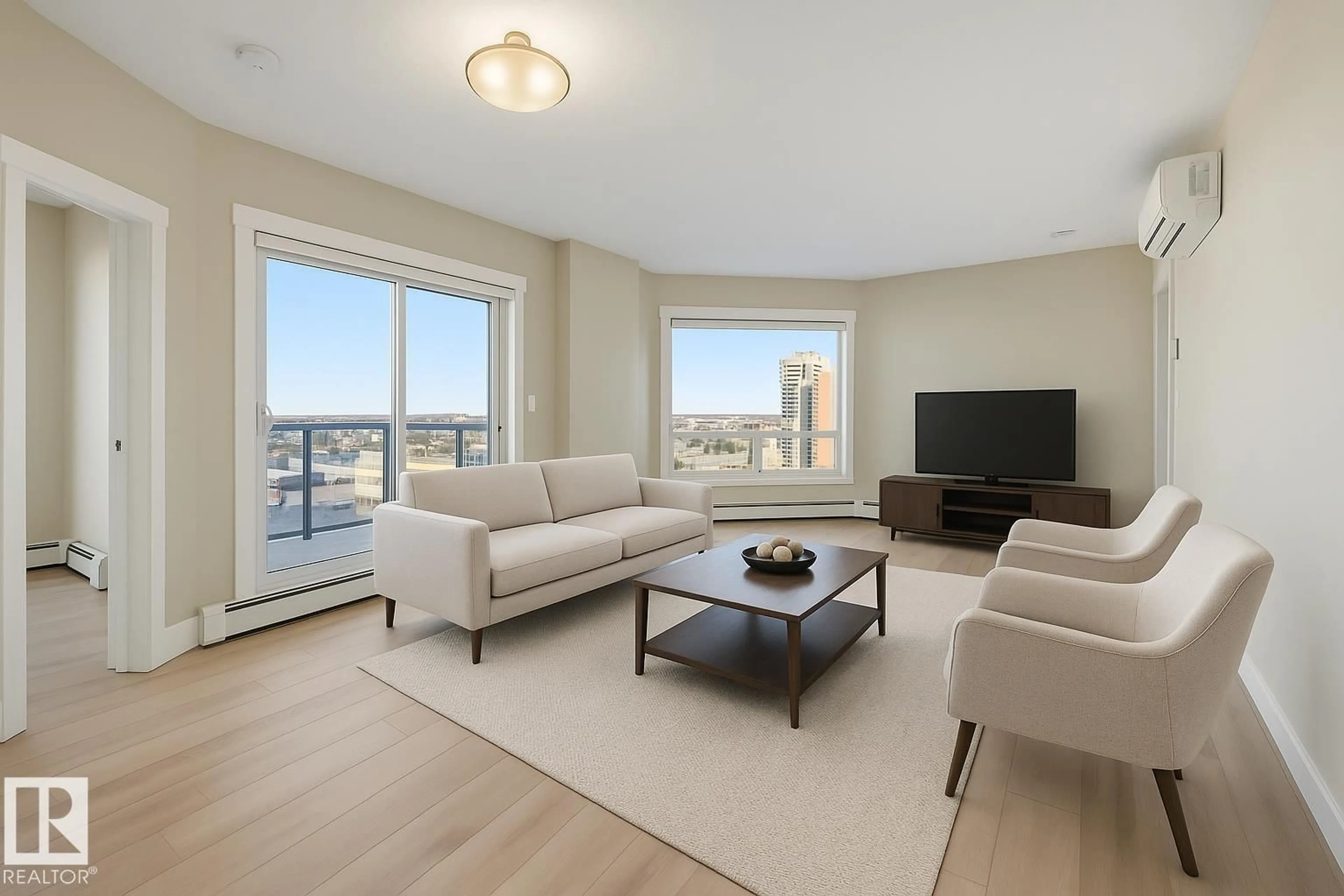 Living room with furniture, unknown for 1306 - 10410 102 AV, Edmonton Alberta T5J0E9