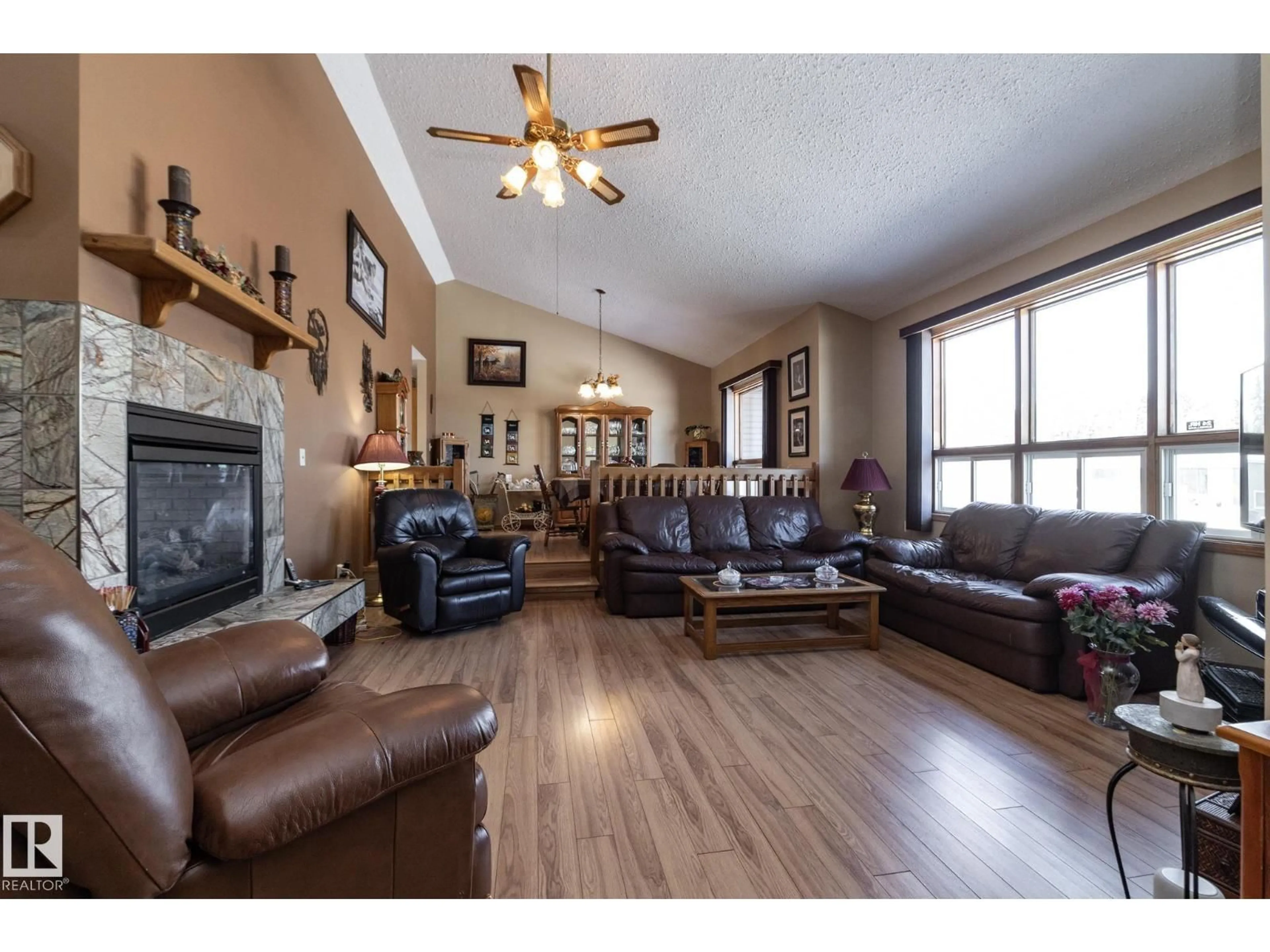 Living room with furniture, wood/laminate floor for 57524 RANGE ROAD 270, Rural Westlock County Alberta T0G0H0
