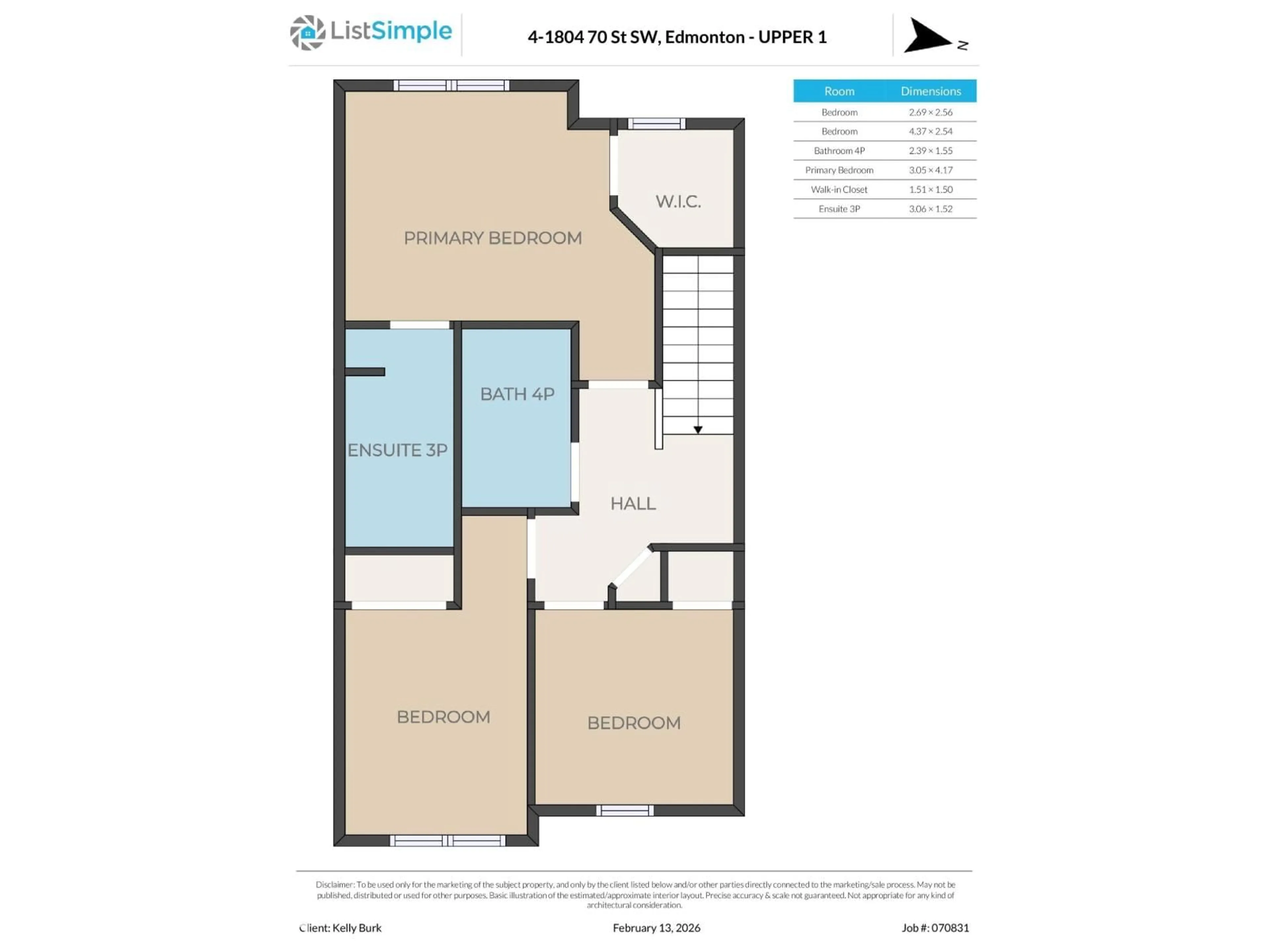 Floor plan for #4 - 1804 70 ST, Edmonton Alberta T6X0H4