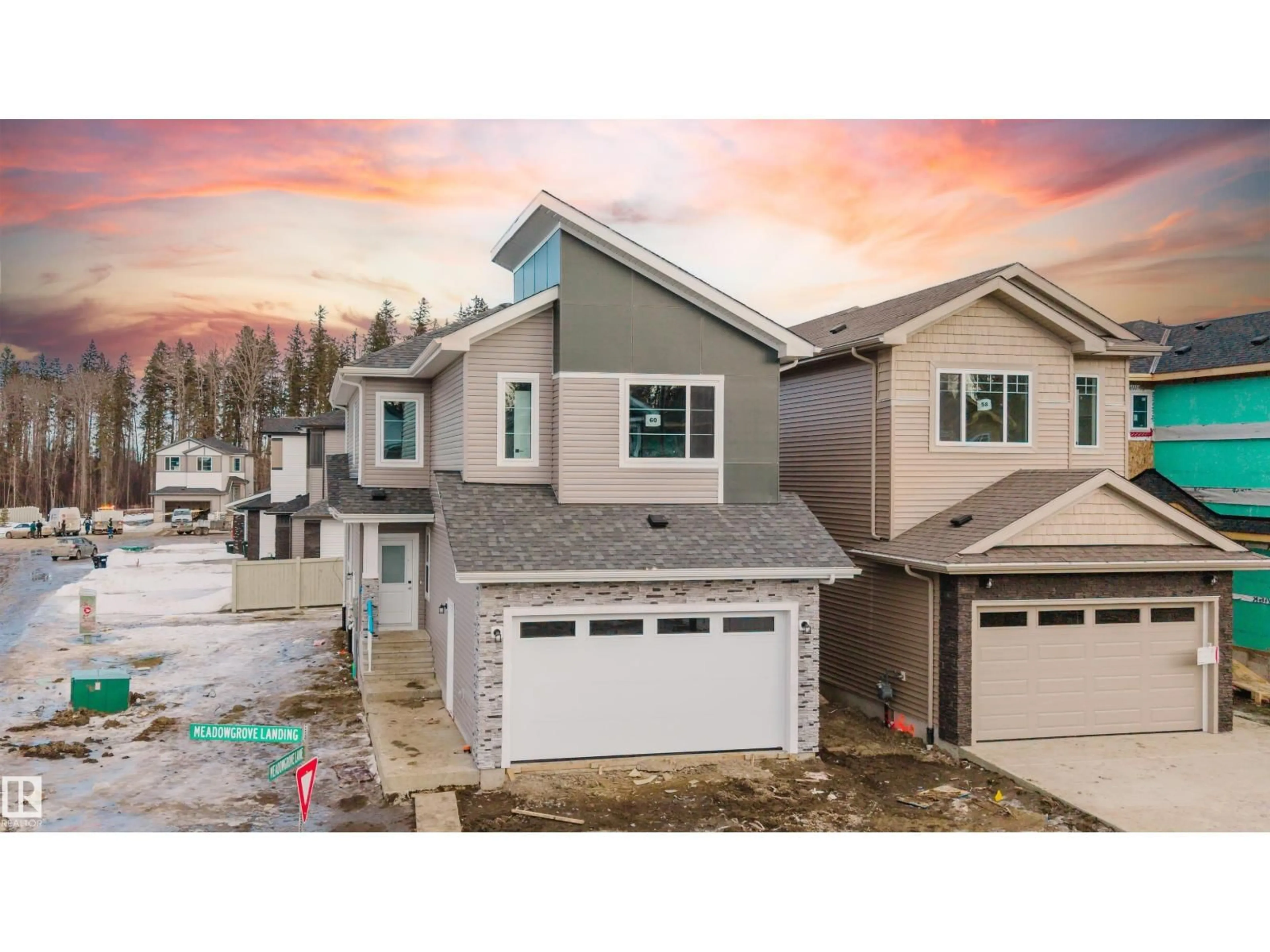 A pic from outside/outdoor area/front of a property/back of a property/a pic from drone, street for 60 MEADOWGROVE LD, Spruce Grove Alberta T7X0W2