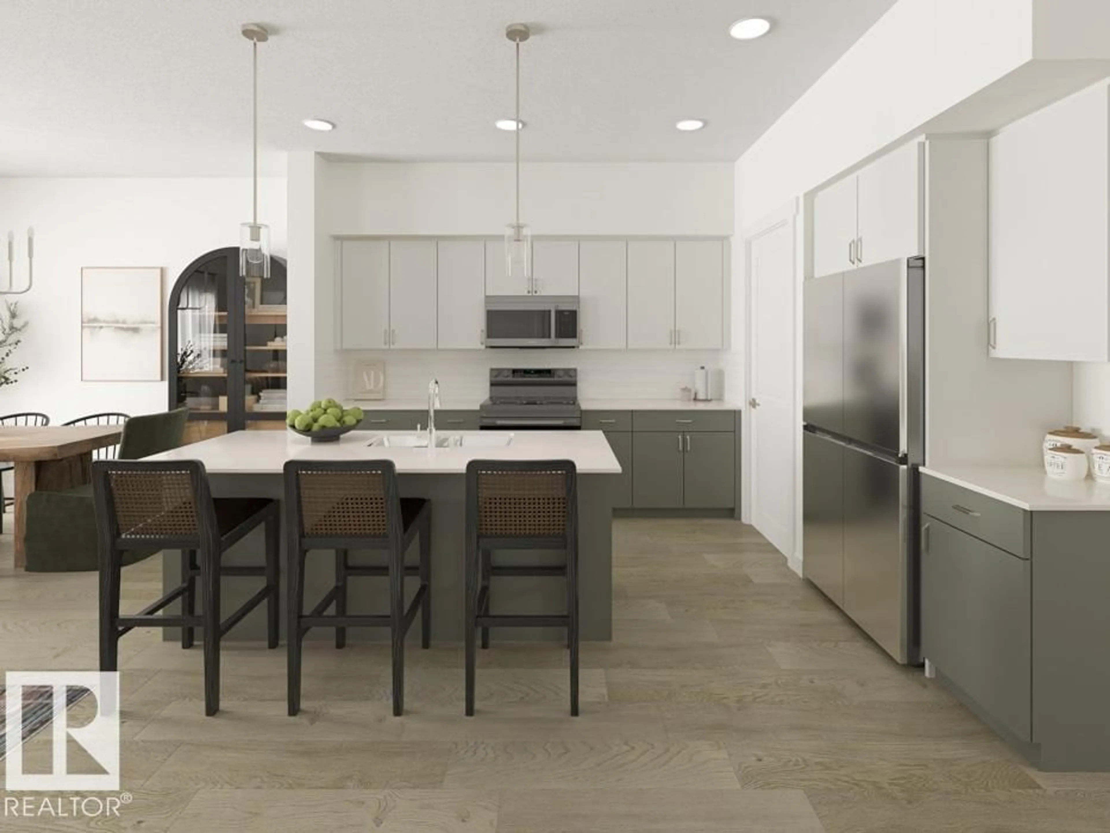 Contemporary kitchen, ceramic/tile floor for 4503 WARBLER LO, Edmonton Alberta T5S2C2