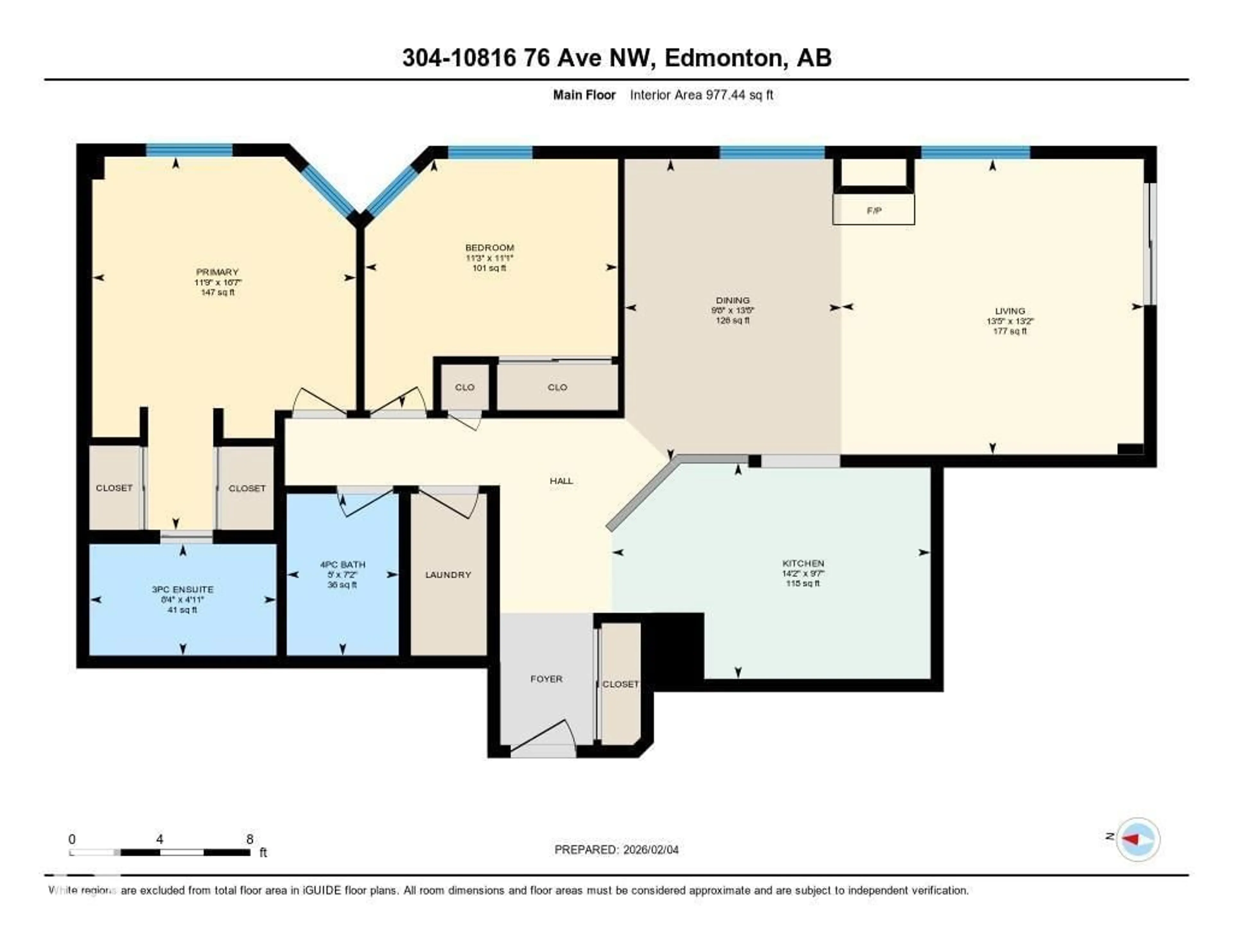 Floor plan for #304 - 10816 76 AV, Edmonton Alberta T6E6L3
