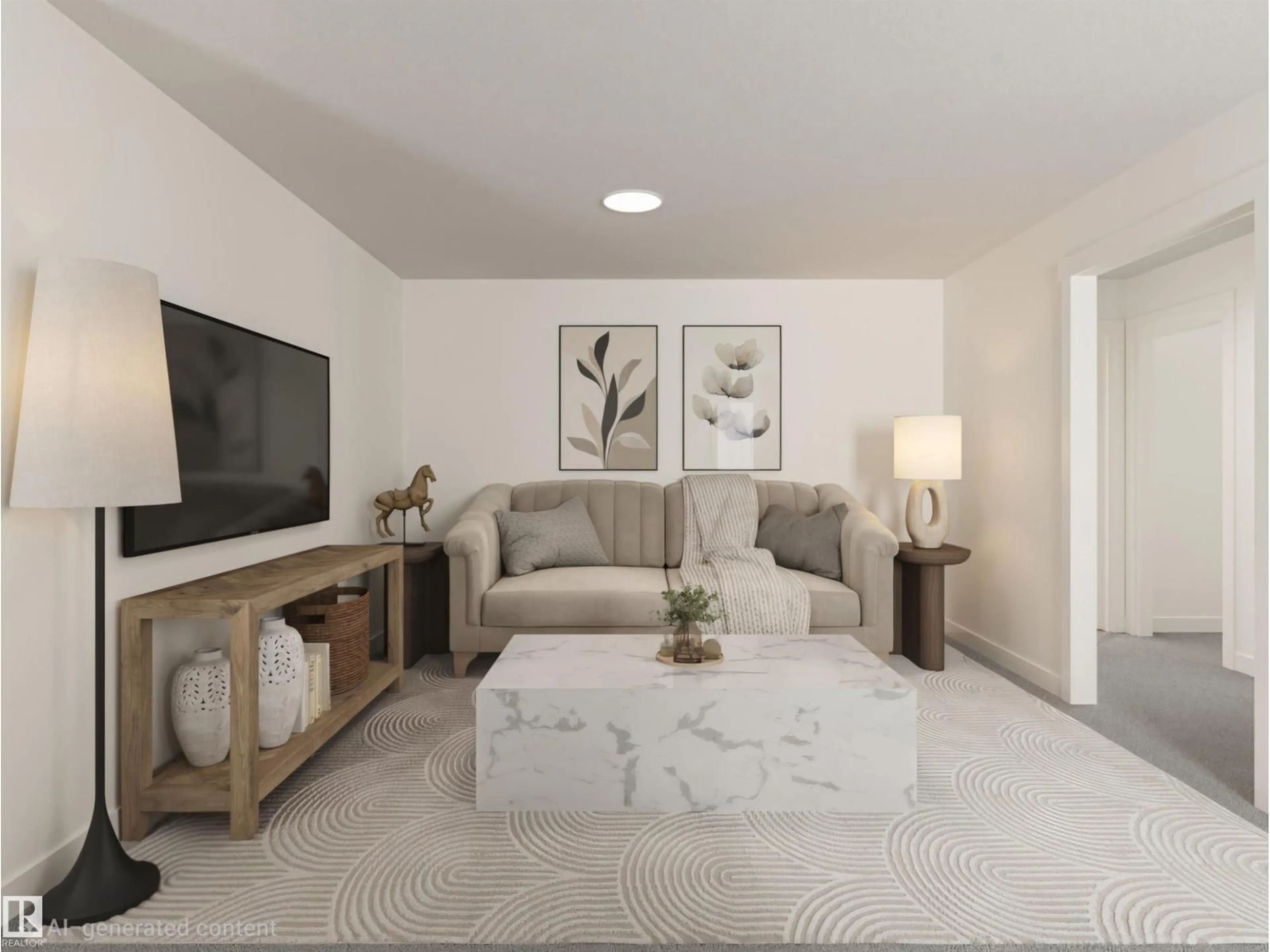 Living room with furniture, unknown for NE - 17611 7 ST, Edmonton Alberta T5Y4K3