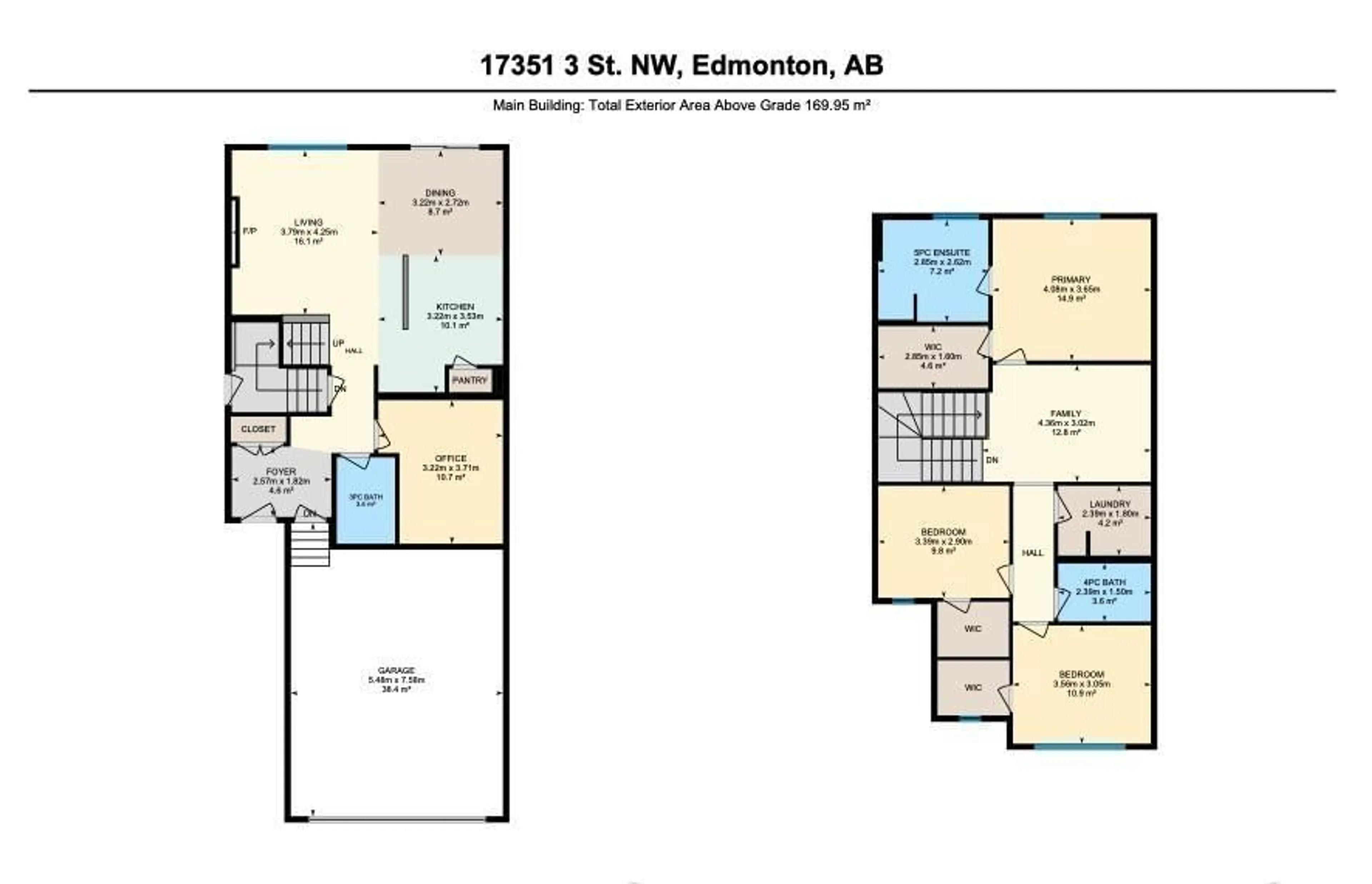 Floor plan for 17351 3 ST, Edmonton Alberta T5Y4G7
